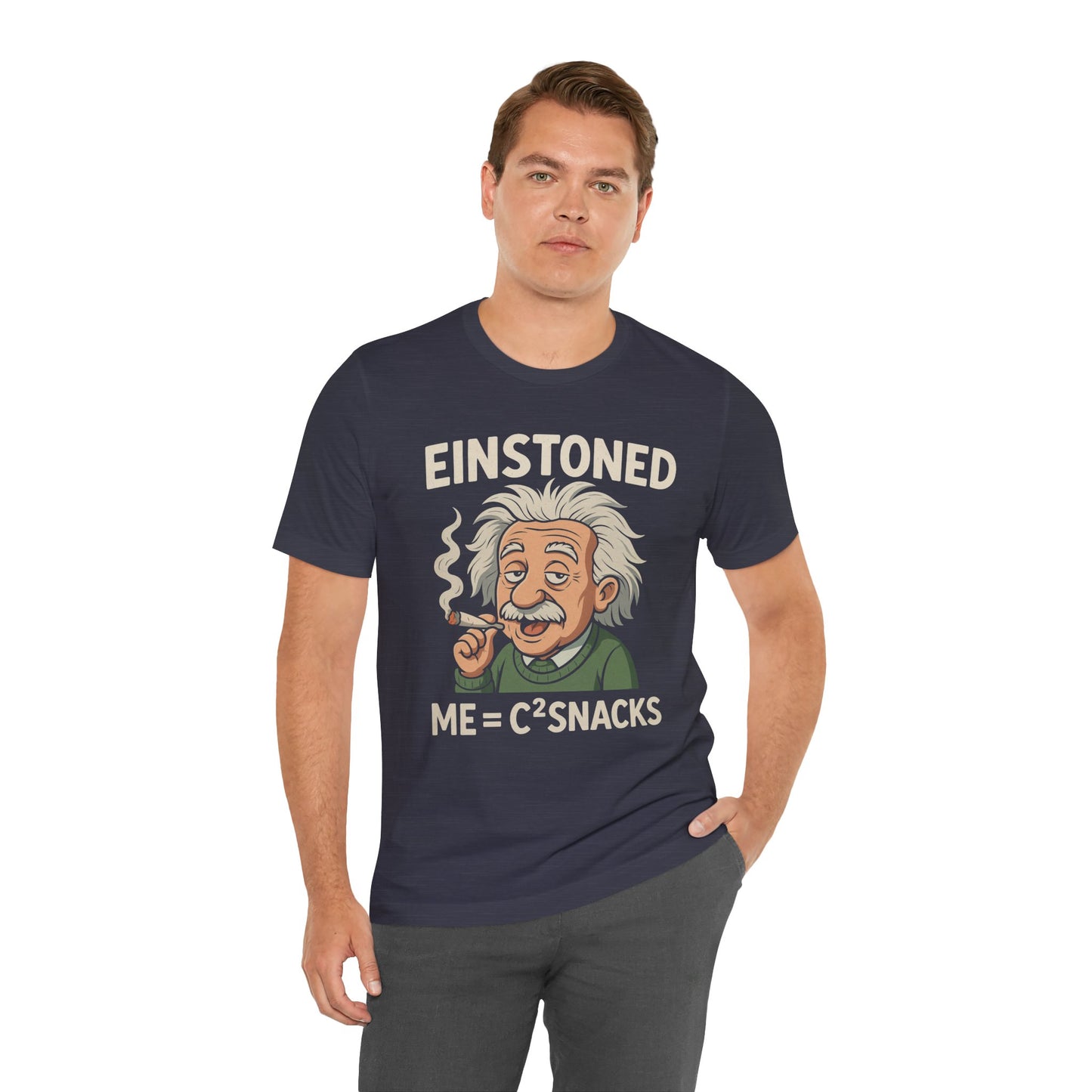Meet Einstoned — ME = C² SNACKS Unisex Jersey Short Sleeve Tee