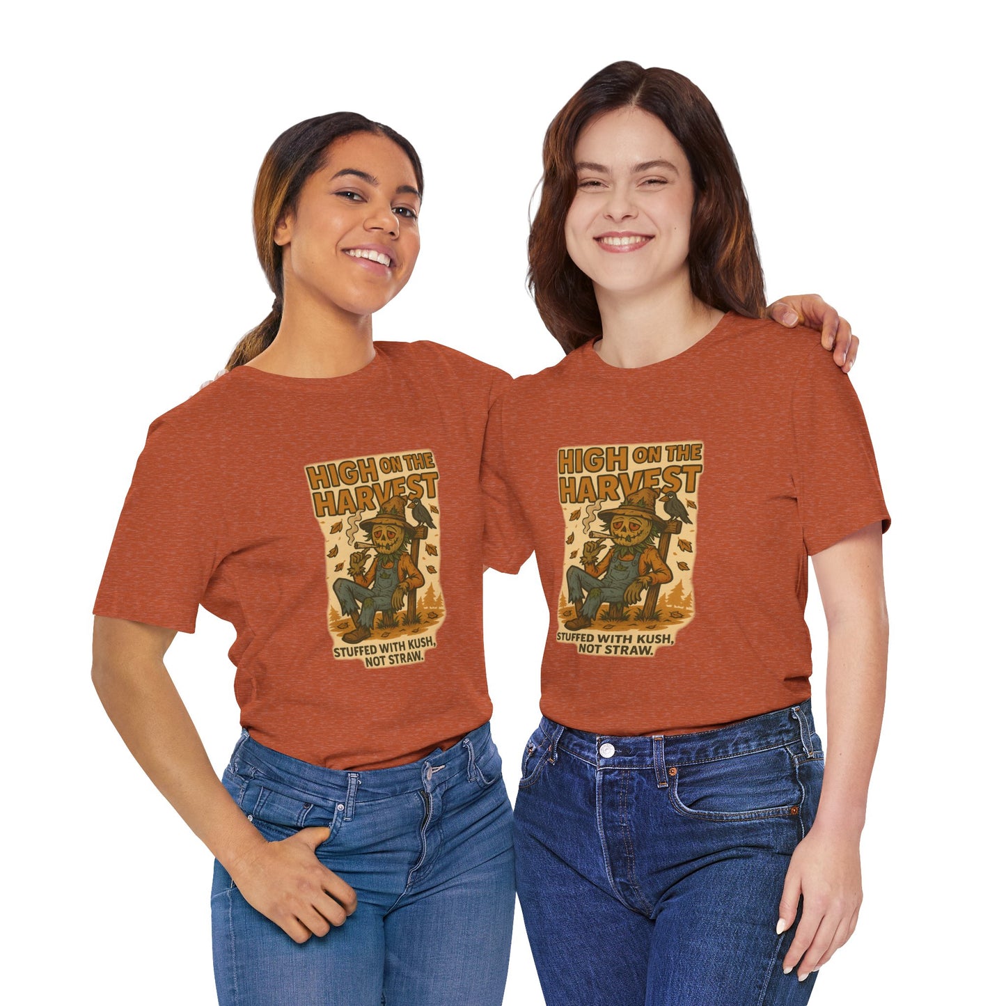 π½ High on the Harvest β Stuffed with Kush, Not Straw Unisex Jersey Short Sleeve Tee
