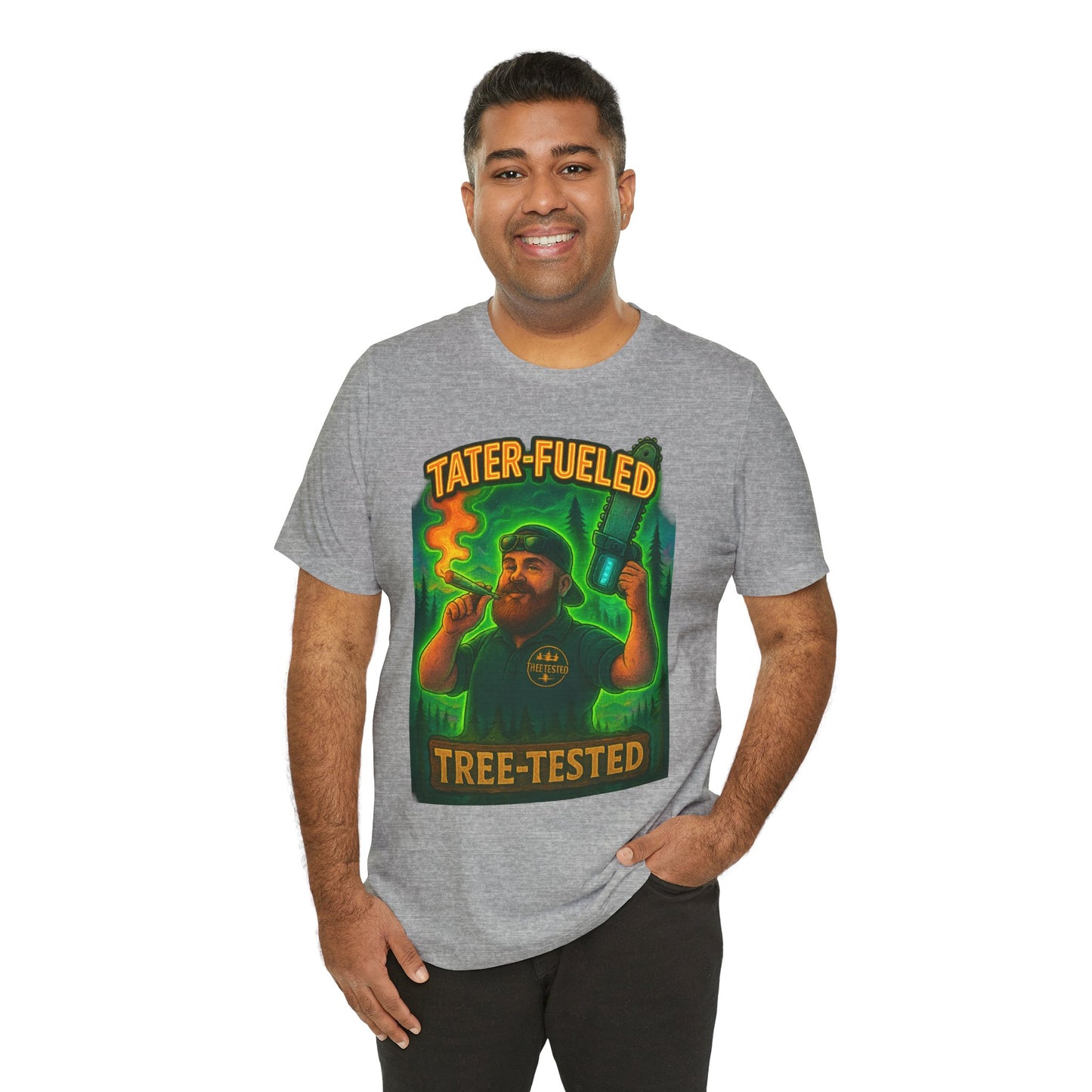 π²π₯πͺ Tater-Fueled, Tree-Tested design 1 Unisex Jersey Short Sleeve Tee