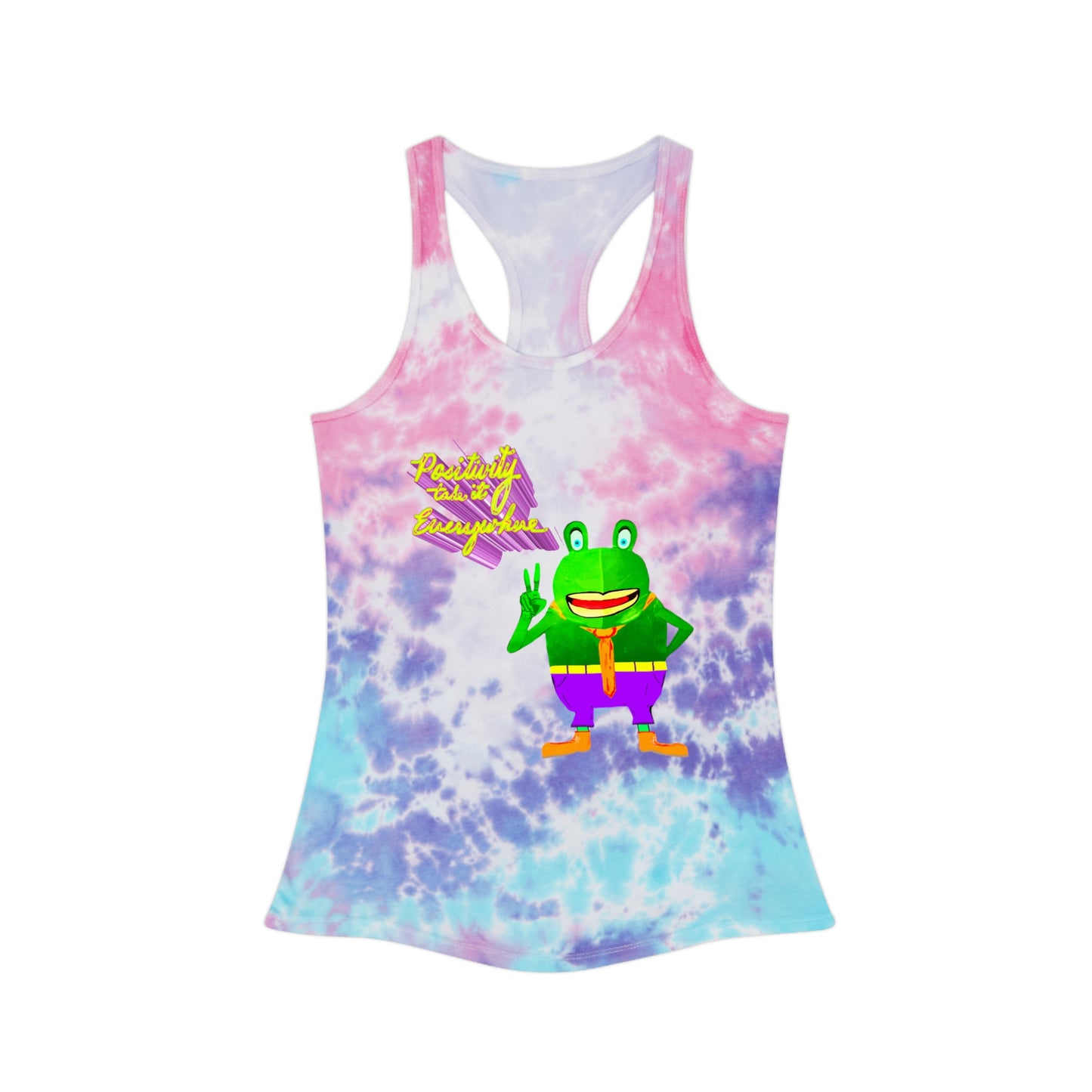 Racerback Tank Top - Take Positivity Everywhere with Croak-y McAttitude | 420 Frinzz Design