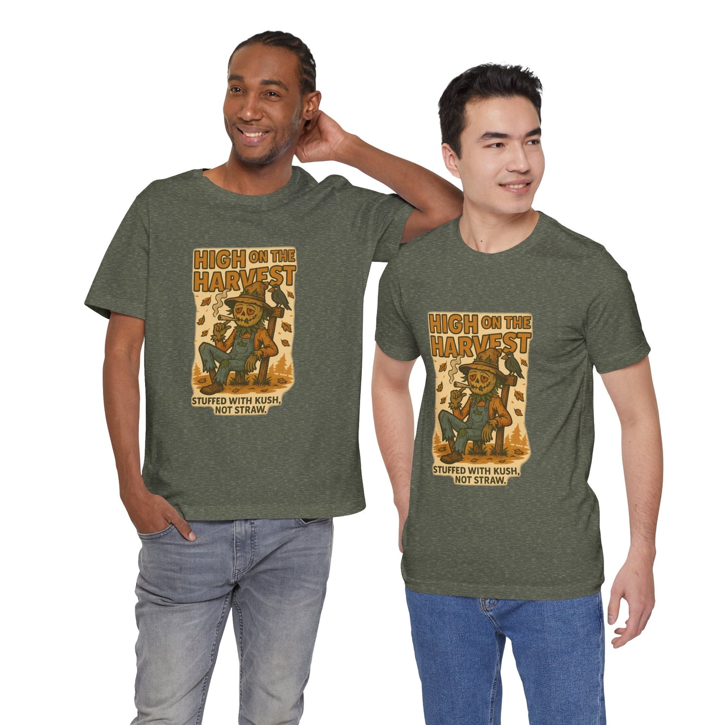 π½ High on the Harvest β Stuffed with Kush, Not Straw Unisex Jersey Short Sleeve Tee