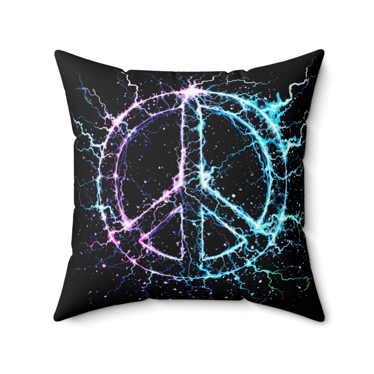 Cosmic Harmony Electric Peace - Faux Suede Pillow -The Light Within Home Collection