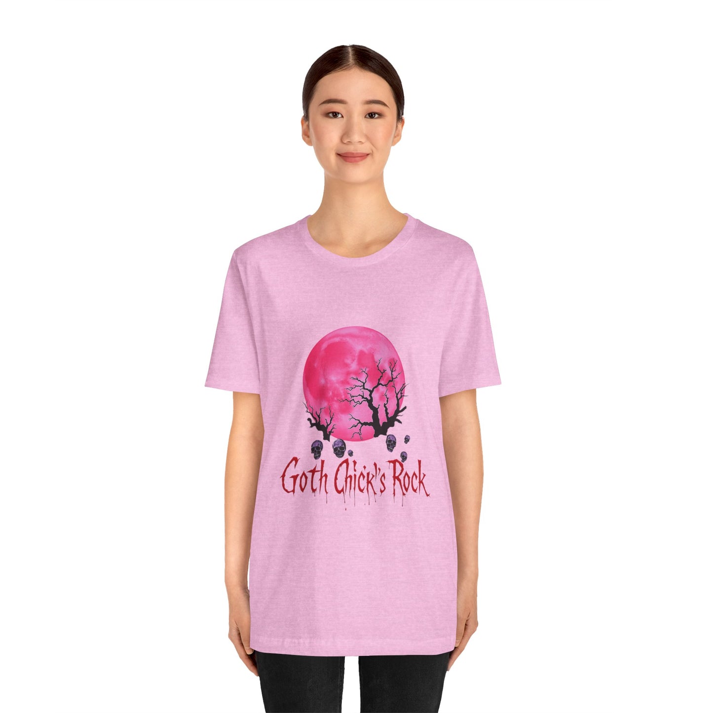 🕷️ Goth Chick’s Rock – Pink Moon Edition Unisex Jersey Short Sleeve Tee