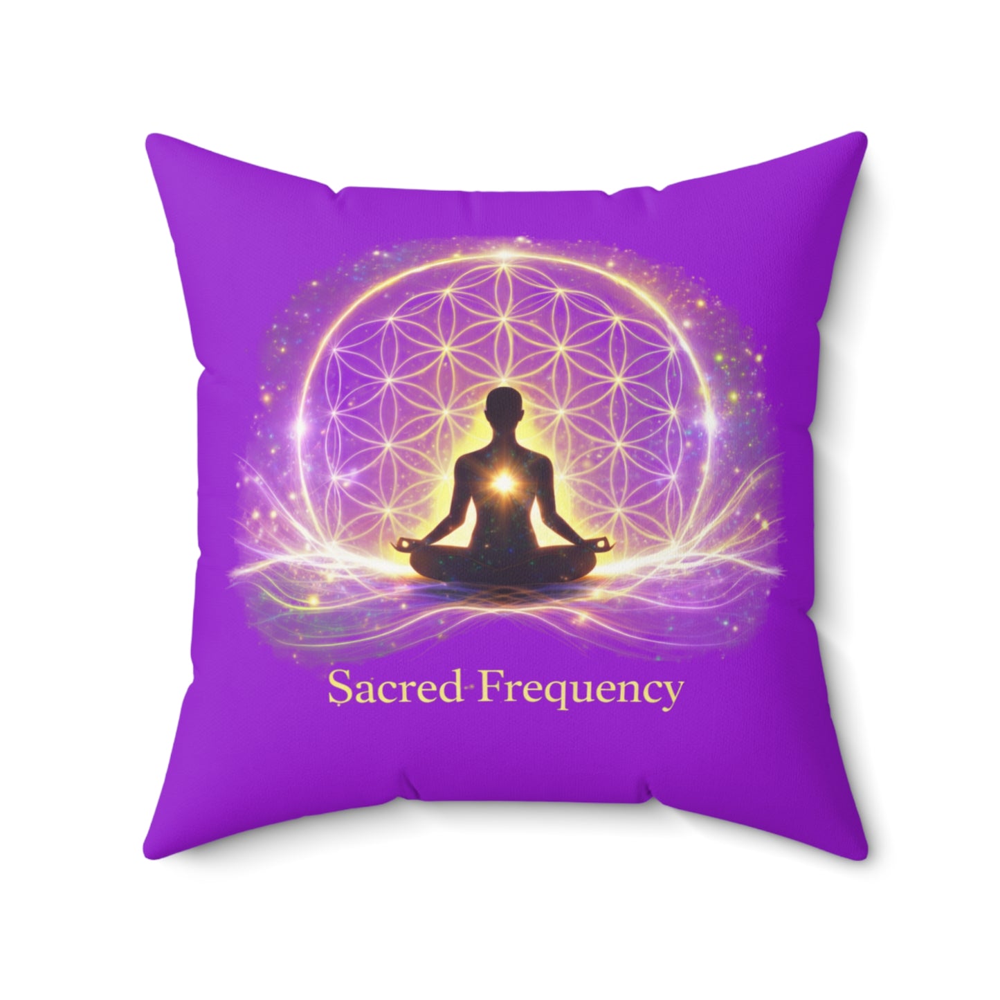 Sacred Frequency Faux Suede Square Pillow -The Light Within Home Collection