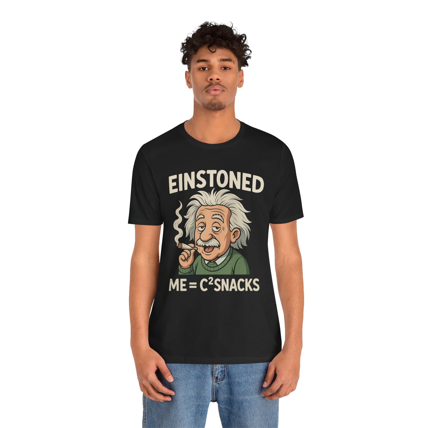 Meet Einstoned — ME = C² SNACKS Unisex Jersey Short Sleeve Tee
