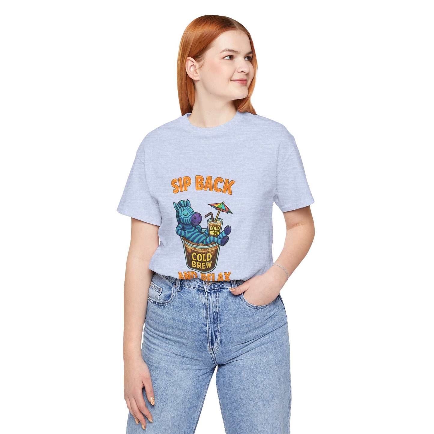 Sip Back & Relax – Cold Brew Zebra Edition Unisex Jersey Short Sleeve Tee