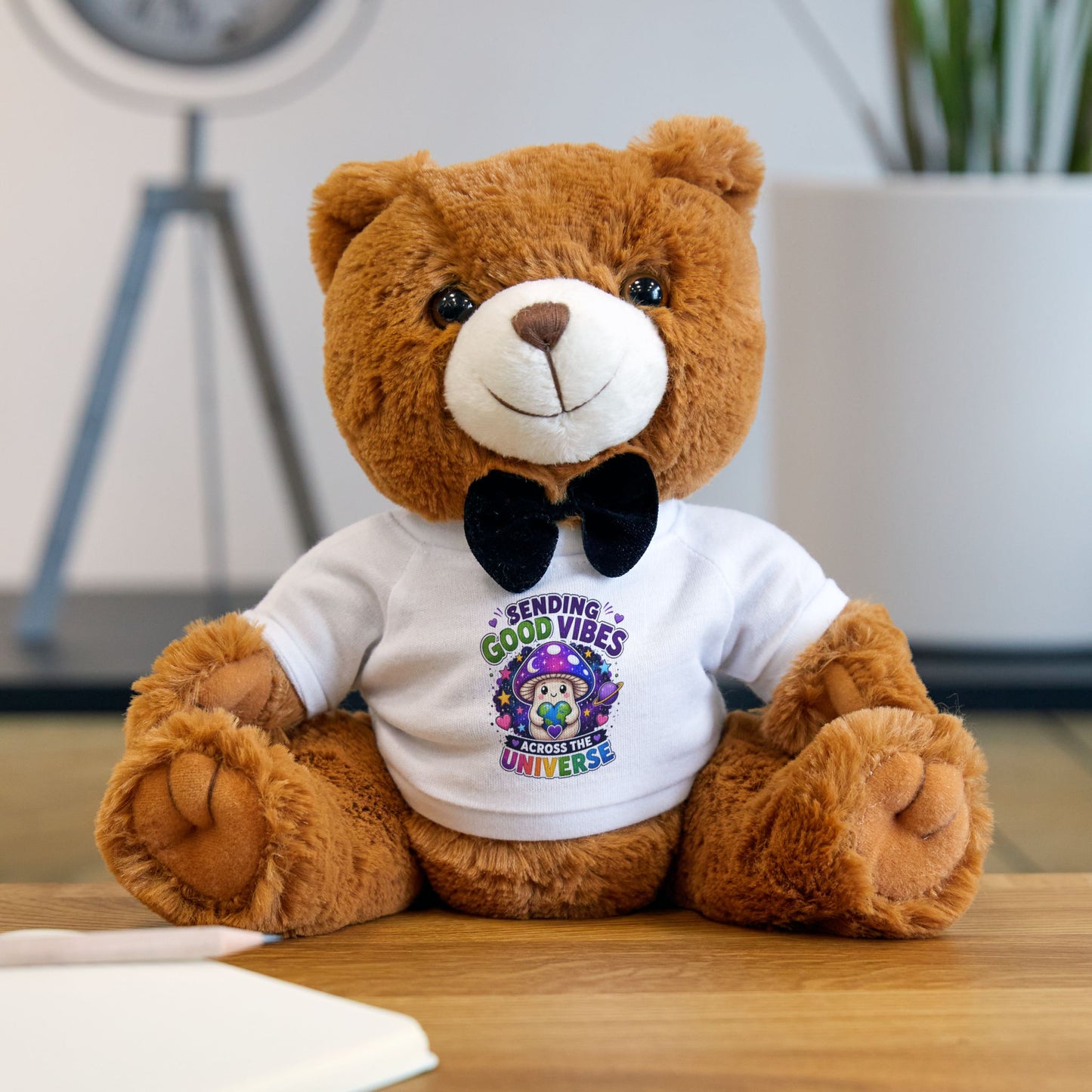 Good Vibes Across the Universe – Plush Teddy Bear with T-Shirt