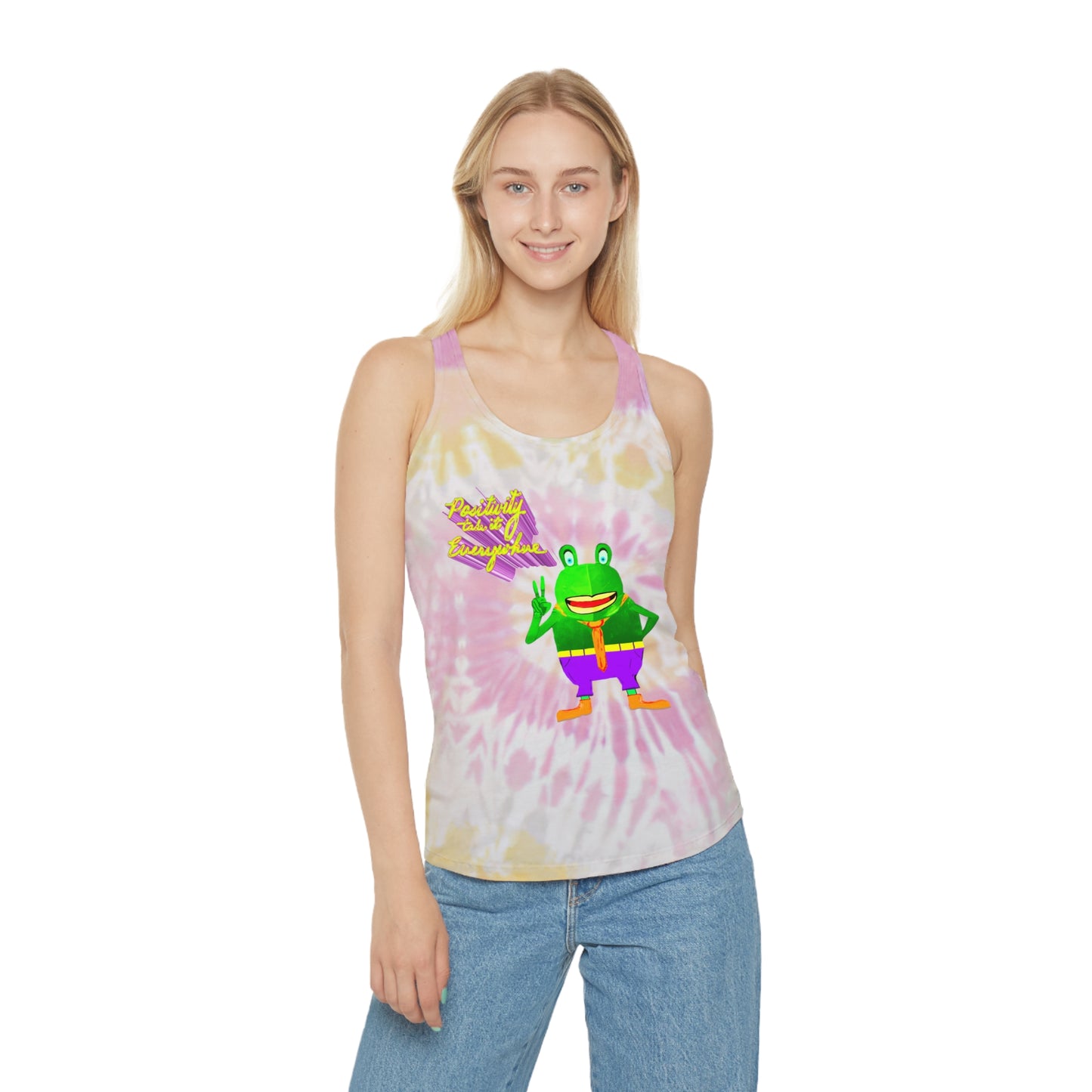 Racerback Tank Top - Take Positivity Everywhere with Croak-y McAttitude | 420 Frinzz Design