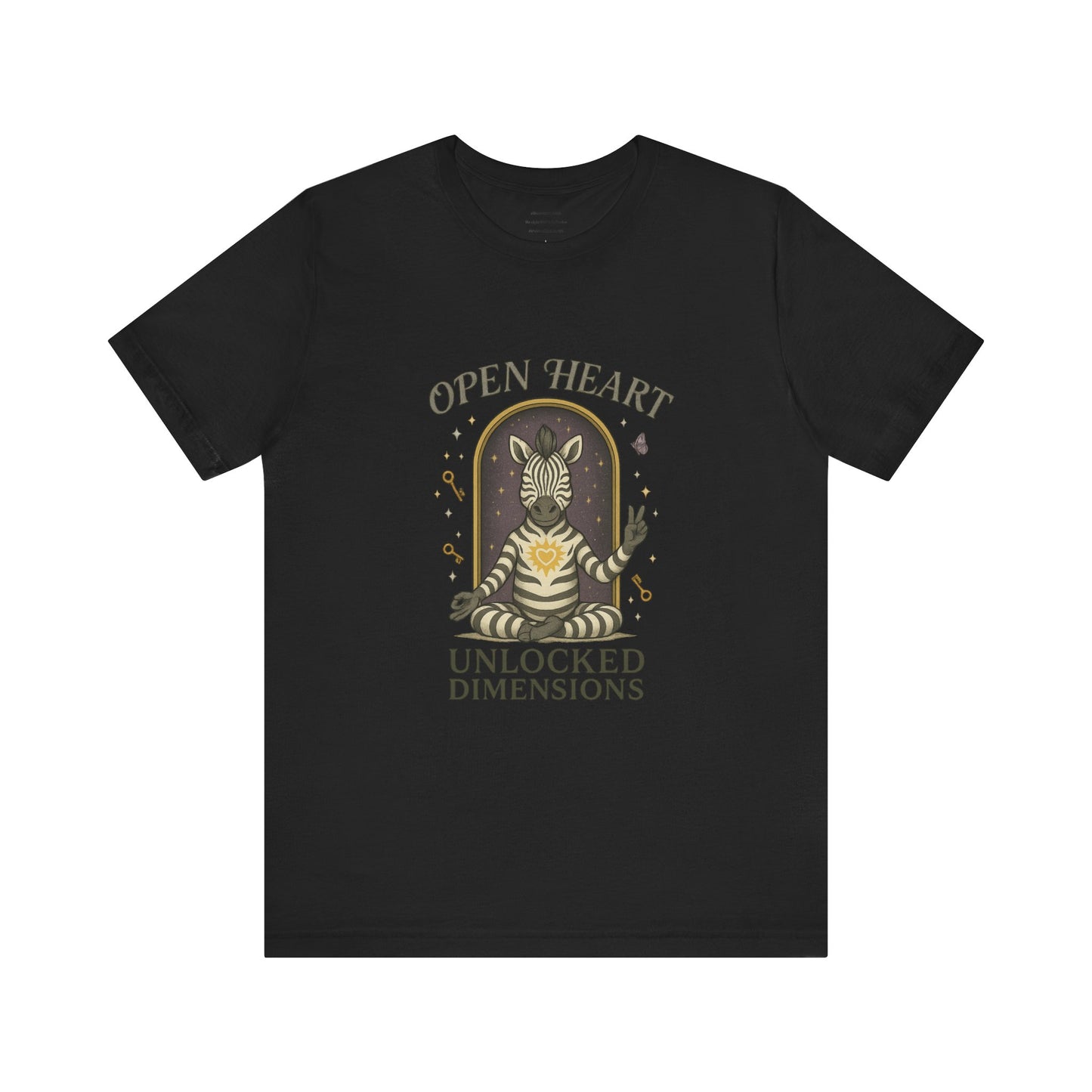 Open Heart, Unlocked Dimensions — Zebra Peacewalker Unisex Jersey Short Sleeve Tee