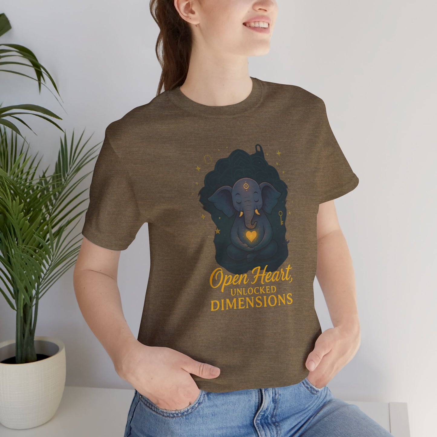 Open Heart, Unlocked Dimensions — The Elephant Sage Unisex Jersey Short Sleeve Tee