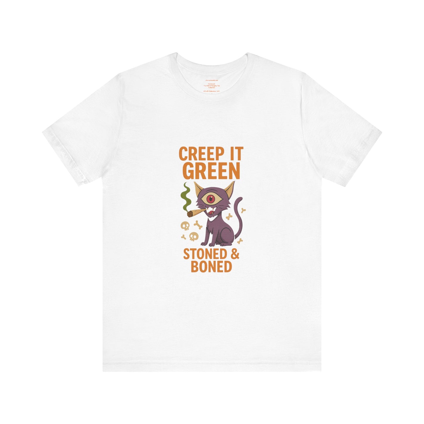 🐾🌿Creep It Green: Stoned & Boned Kitty Unisex Jersey Short Sleeve Tee