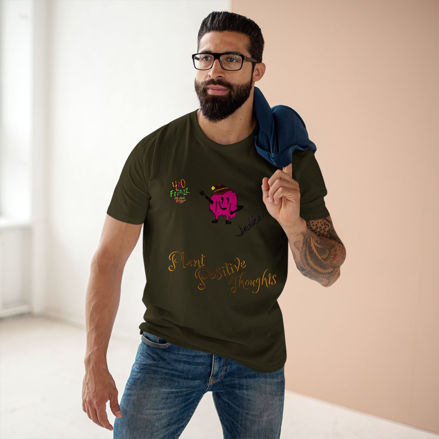 Plant Positive Thoughts 420 frinzz Indica Adult Staple Tee