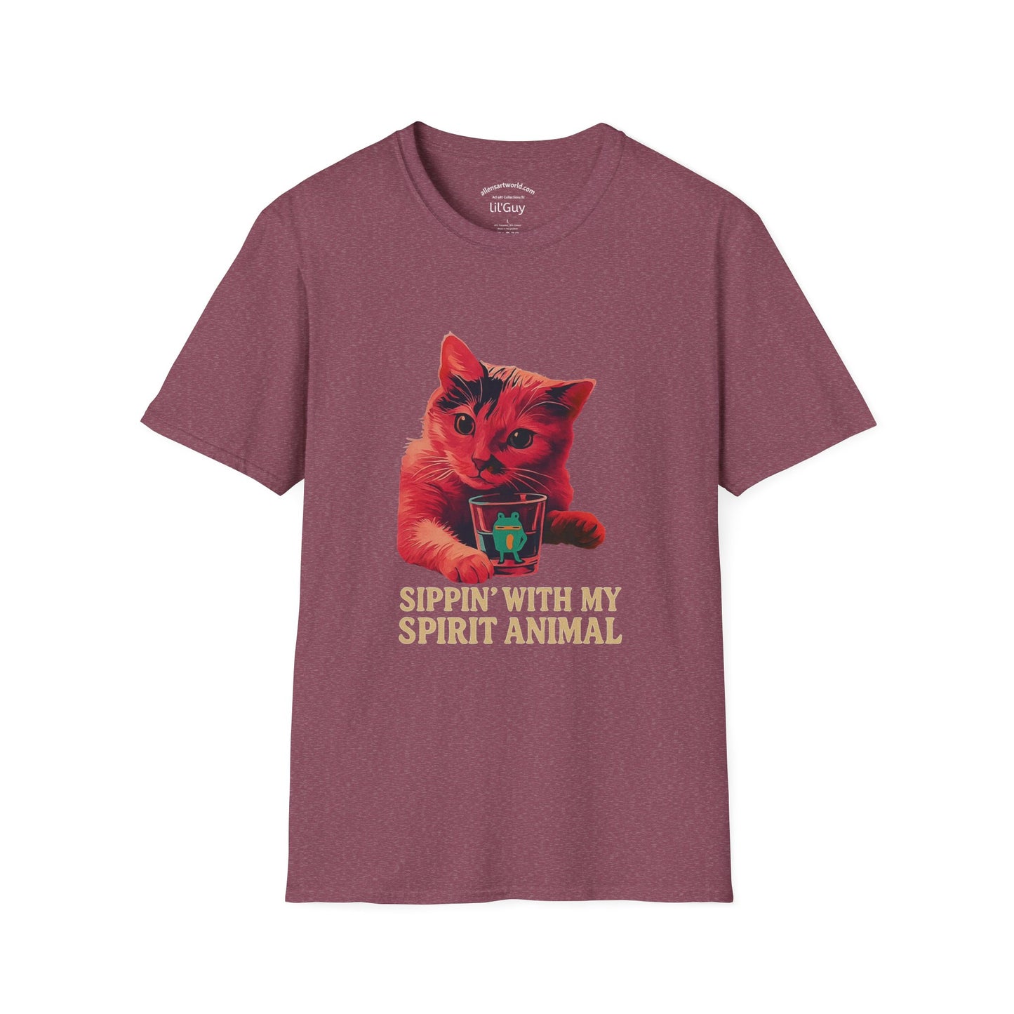 Sippin’ with My Spirit Animal – Featuring LilGuy the Cat Unisex Softstyle T-Shirt