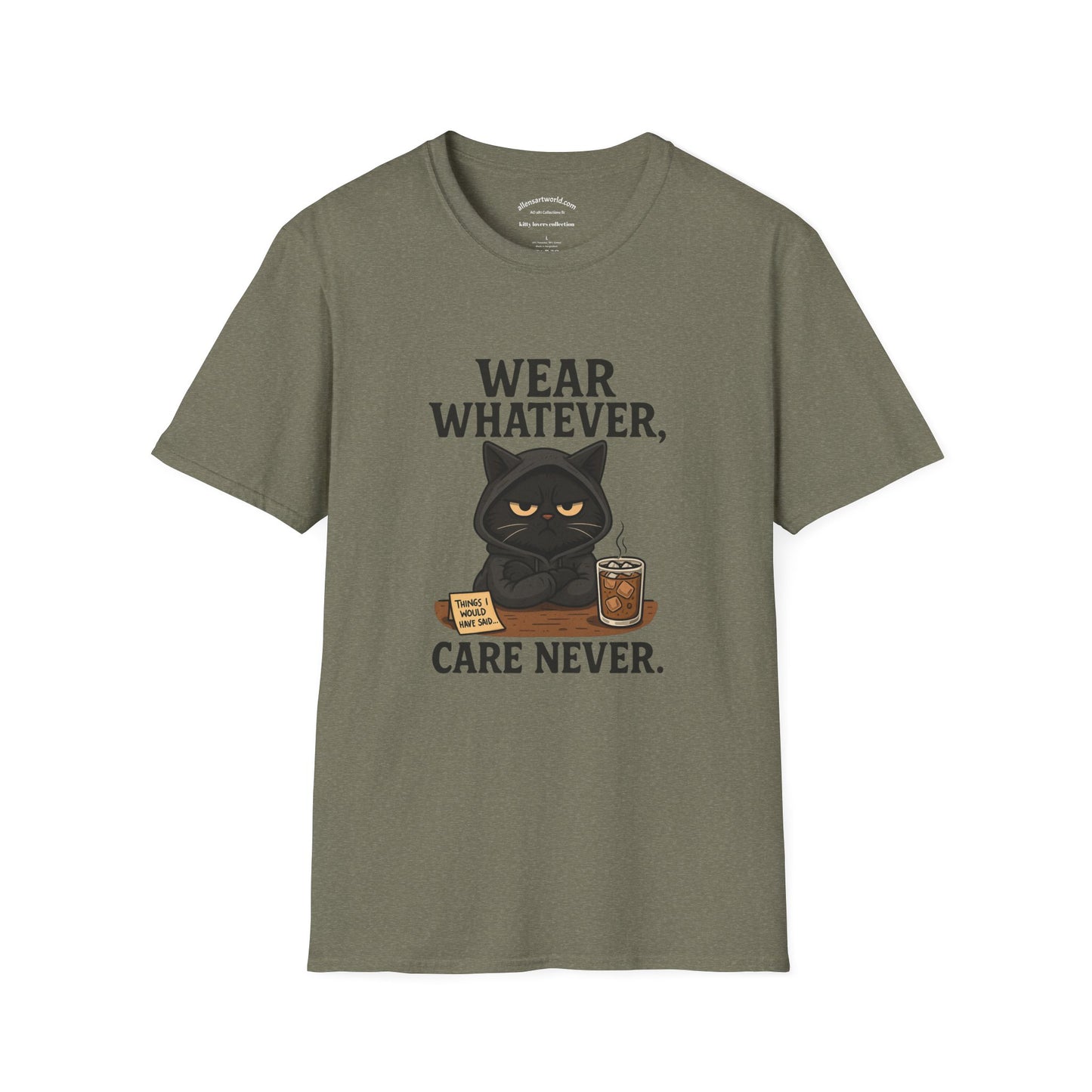 Wear Whatever, Care Never – Lovely’s Mood Unisex Softstyle T-Shirt