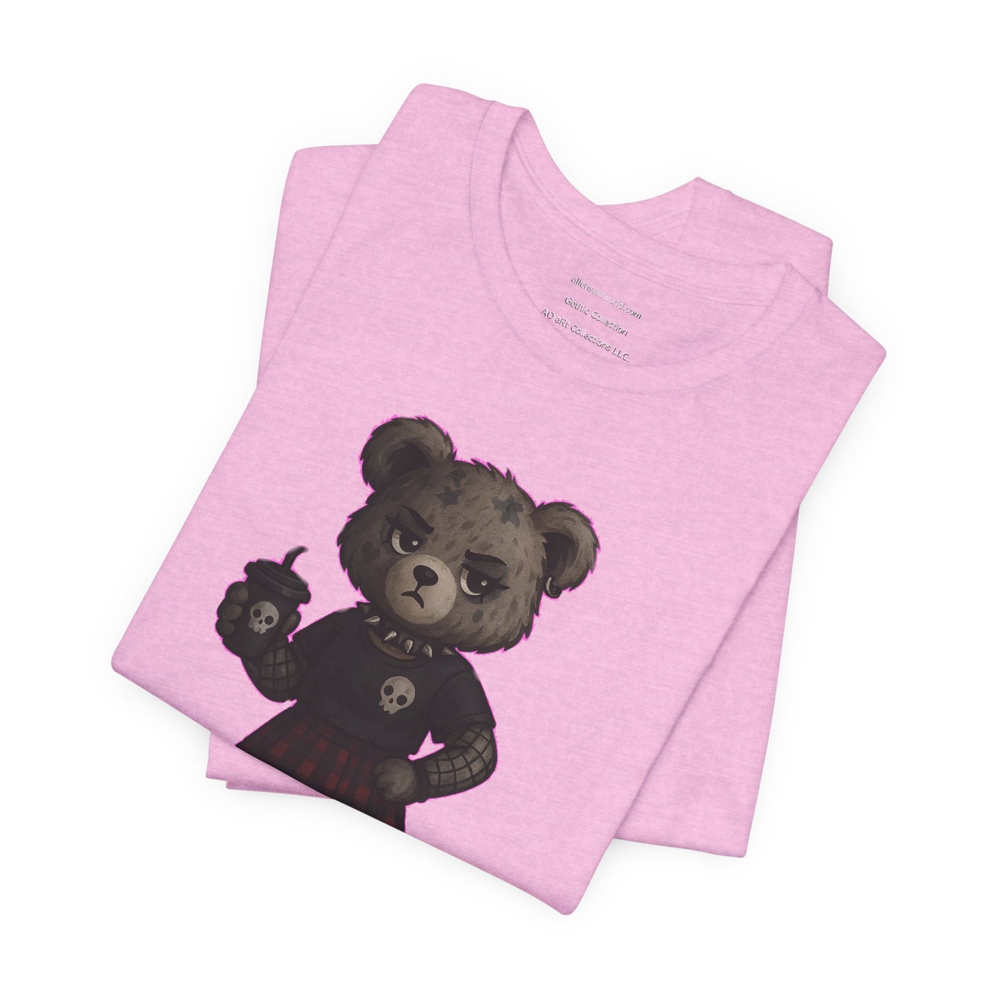 Too Dark to Care – Gothic Rebel Bear TeeUnisex Jersey Short Sleeve Tee