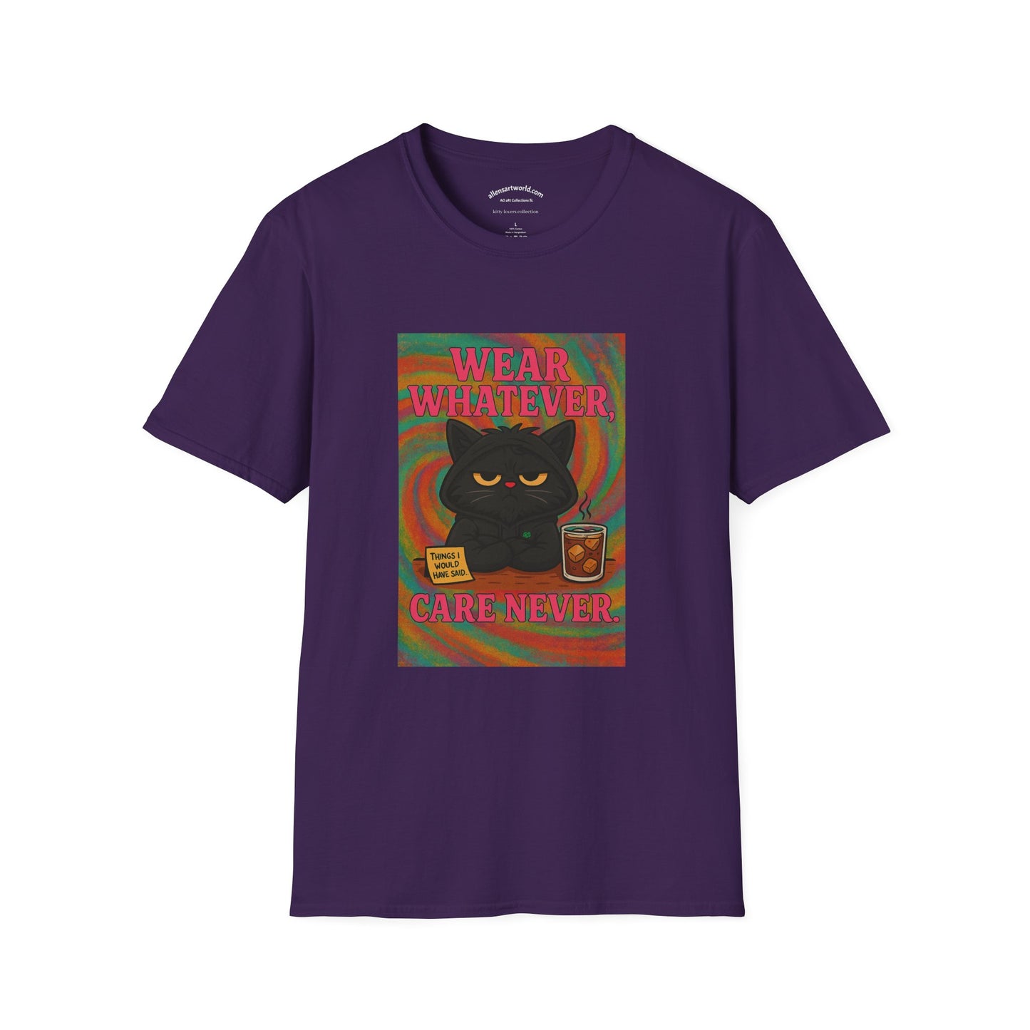 Wear Whatever, Care Never – Lovely’s Mood Unisex Softstyle T-Shirt