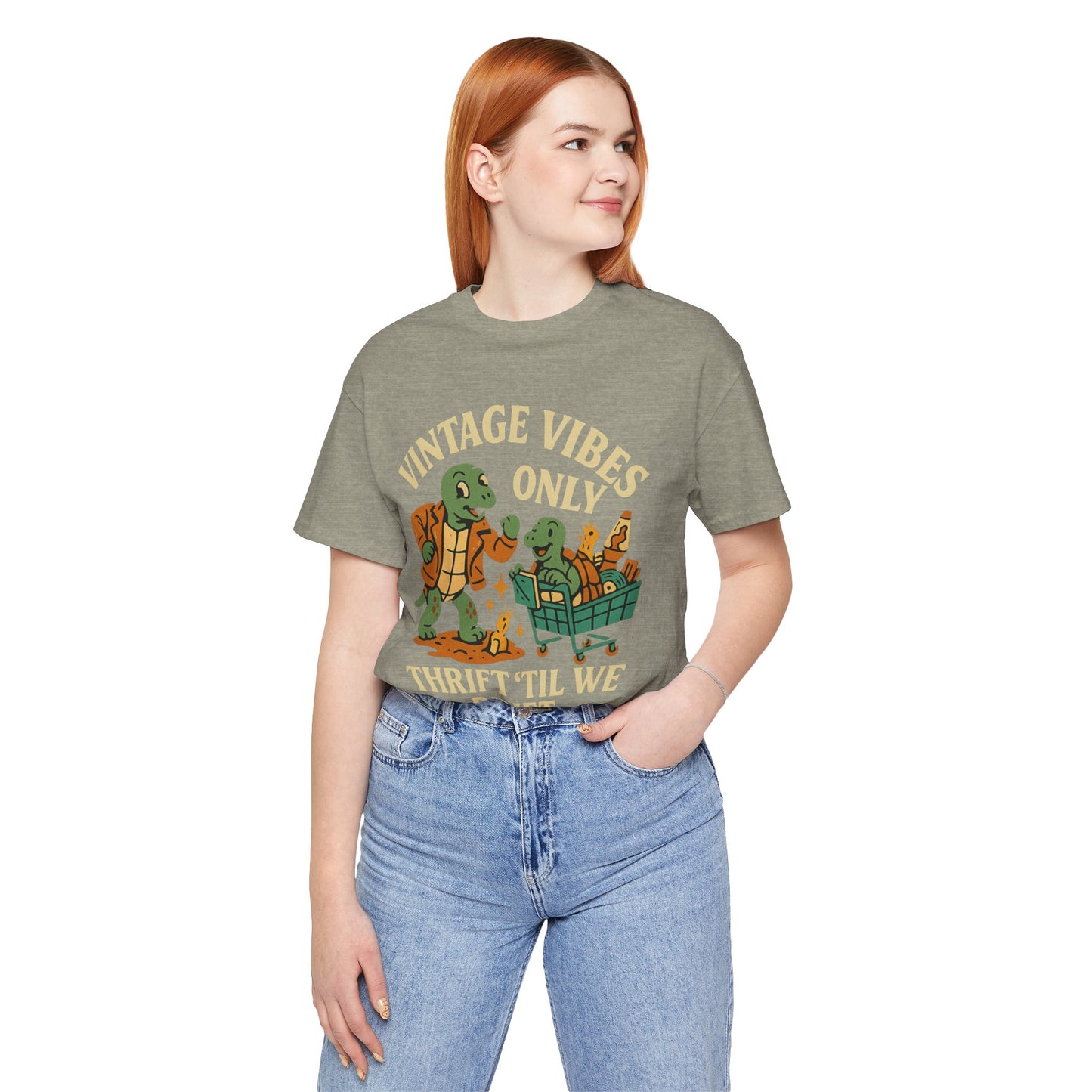 π Vintage Vibes Only β Thrift βTil We Drift (Jim & Terry) Unisex Jersey Short Sleeve Tee
