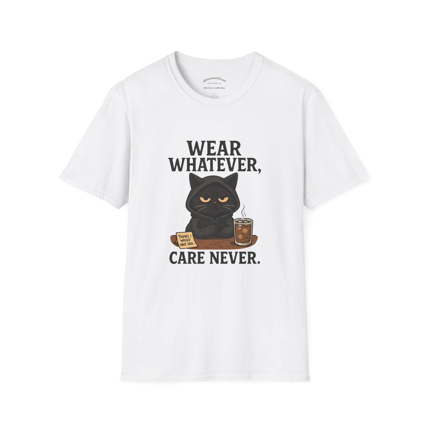 Wear Whatever, Care Never – Lovely’s Mood Unisex Softstyle T-Shirt