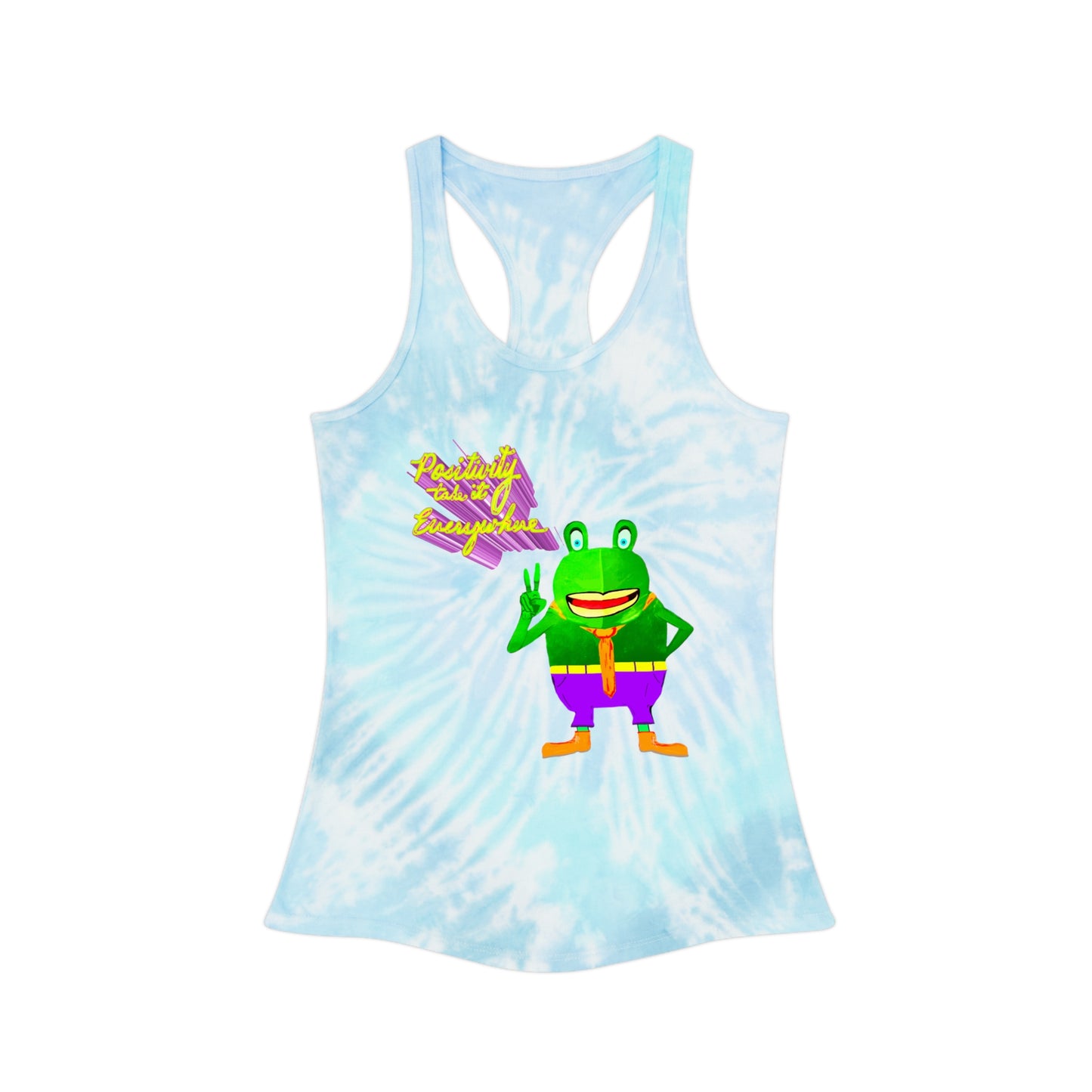 Racerback Tank Top - Take Positivity Everywhere with Croak-y McAttitude | 420 Frinzz Design
