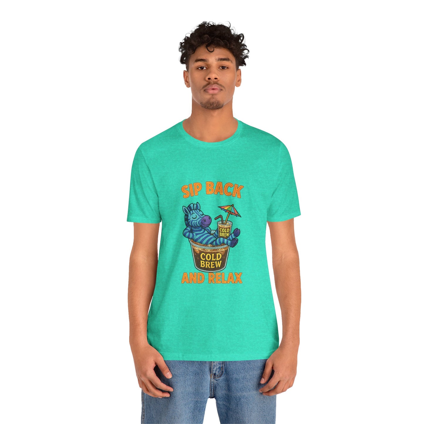 Sip Back & Relax – Cold Brew Zebra Edition Unisex Jersey Short Sleeve Tee