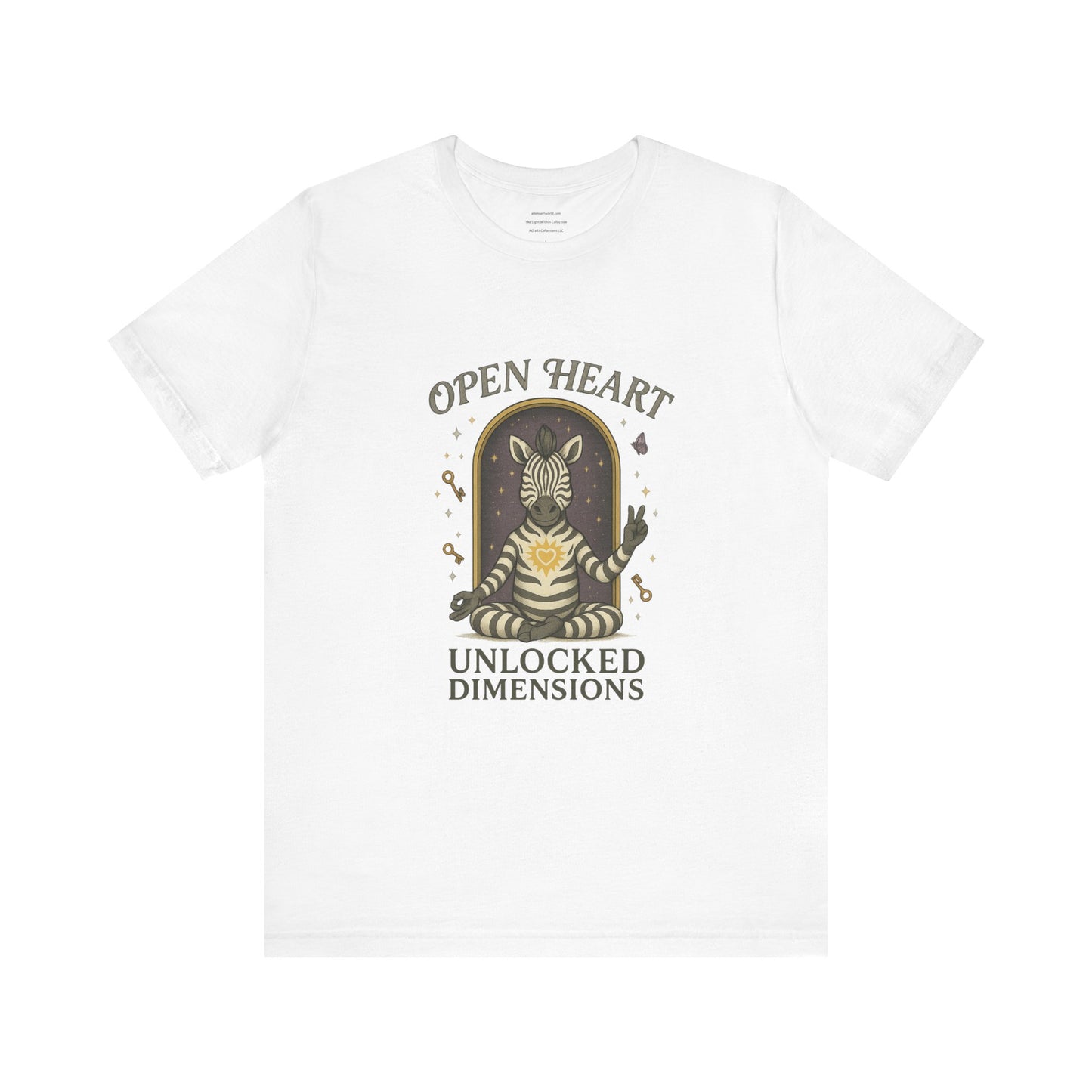 Open Heart, Unlocked Dimensions — Zebra Peacewalker Unisex Jersey Short Sleeve Tee