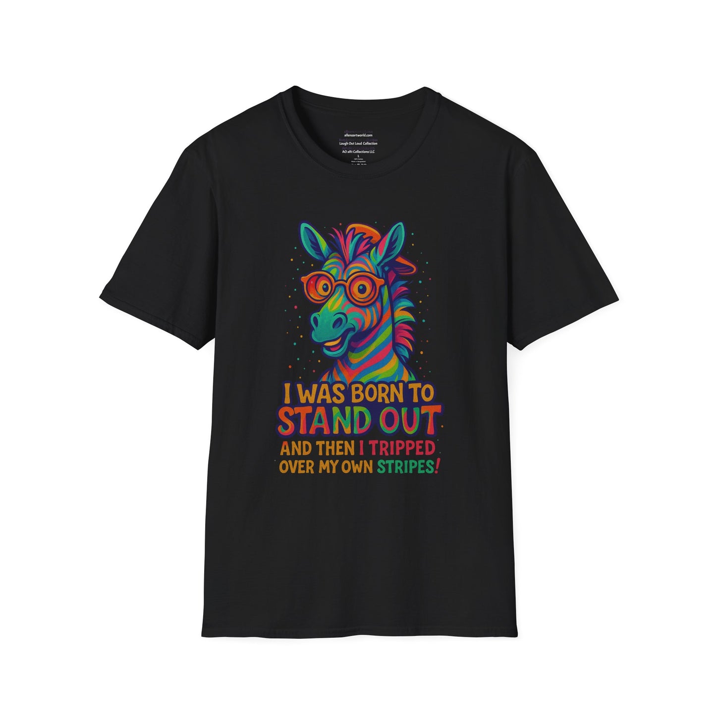 Zebra Logic: Black, White & a Bit Twisted Unisex Softstyle T-Shirt