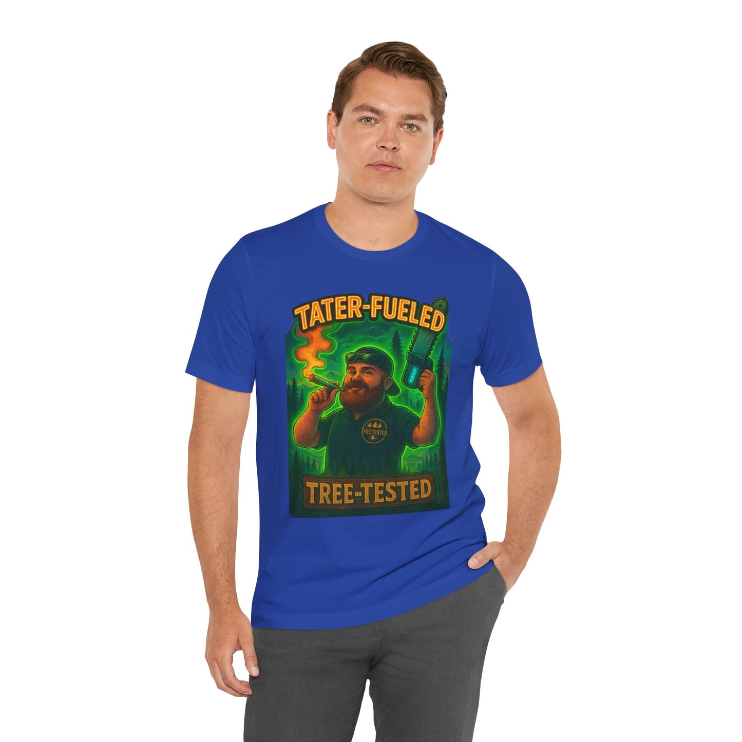 π²π₯πͺ Tater-Fueled, Tree-Tested design 1 Unisex Jersey Short Sleeve Tee