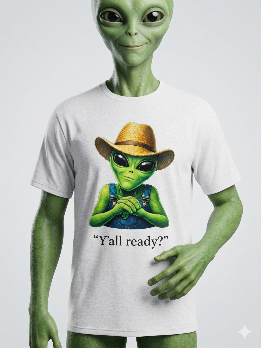 “Y’all Ready? – Country Alien Vibes Tee” Unisex Softstyle T-Shirt