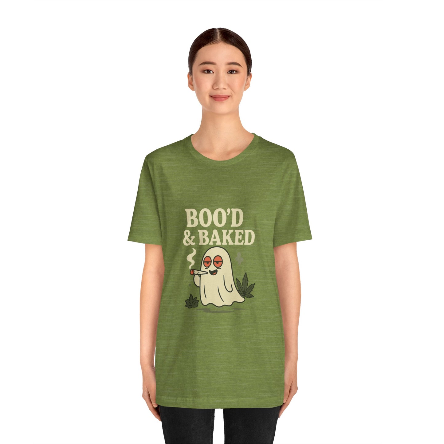 👻🌿 Boo’d & Baked: High Spirits Only Unisex Jersey Short Sleeve Tee