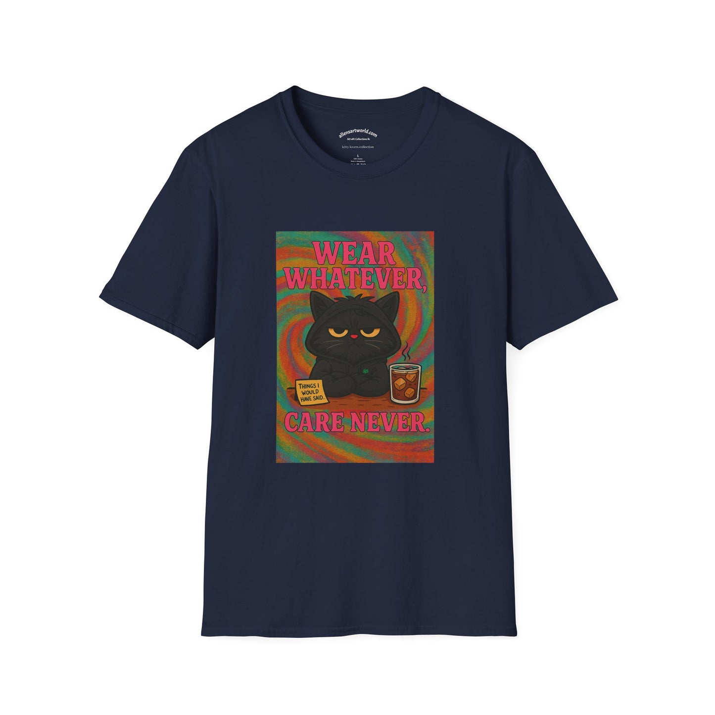 Wear Whatever, Care Never – Lovely’s Mood Unisex Softstyle T-Shirt