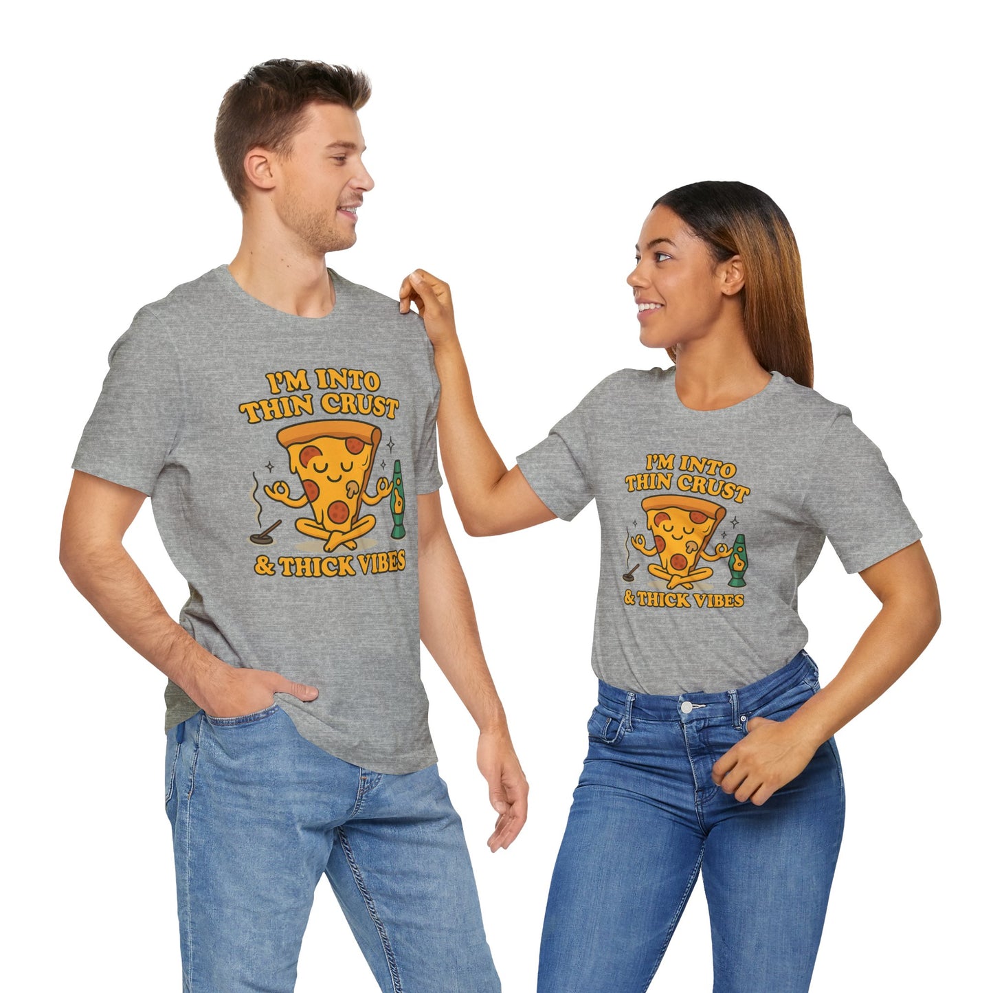 🍕Thin Crust & Thick Vibes – Stay Sauced, Stay Centered Unisex Jersey Short Sleeve Tee