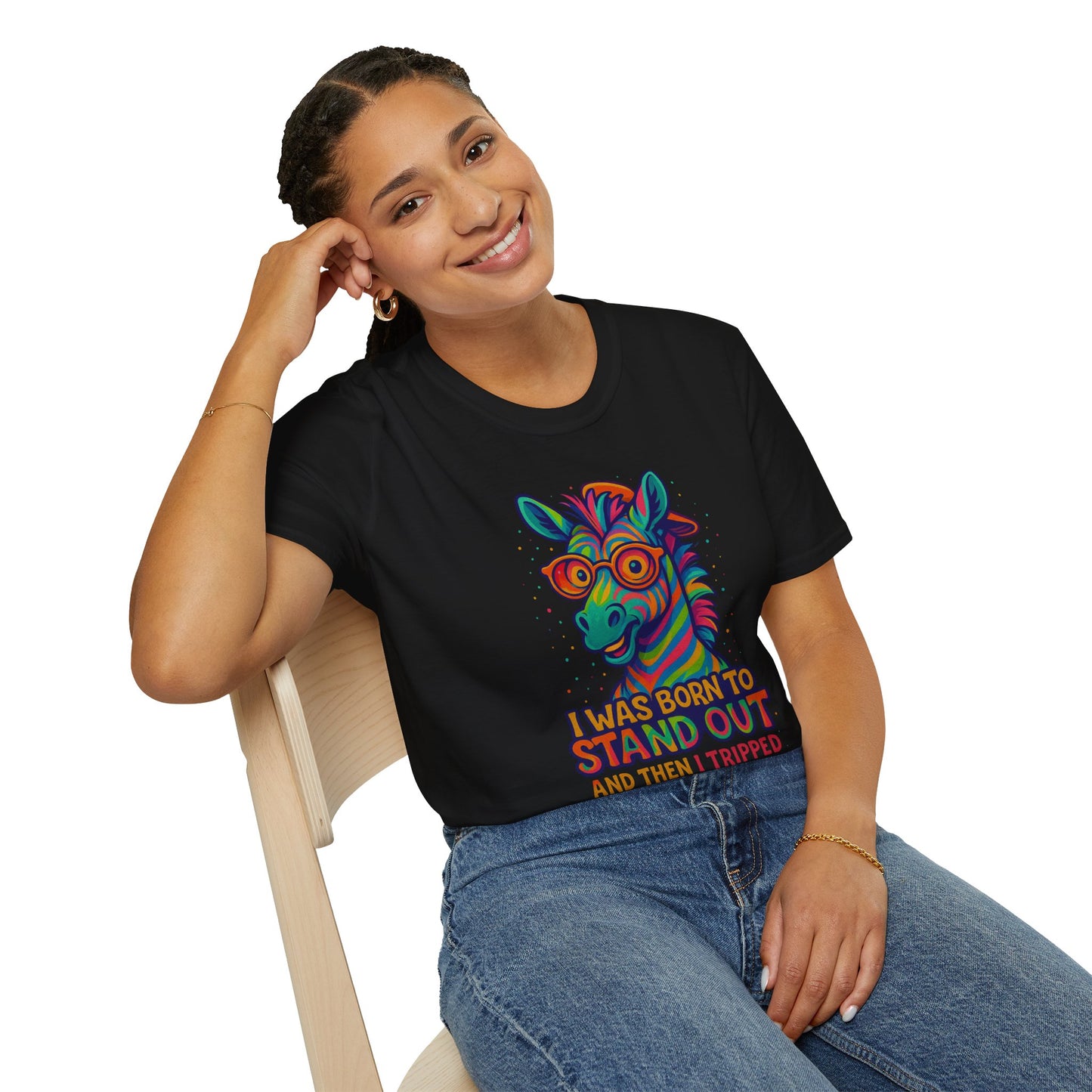 Zebra Logic: Black, White & a Bit Twisted Unisex Softstyle T-Shirt