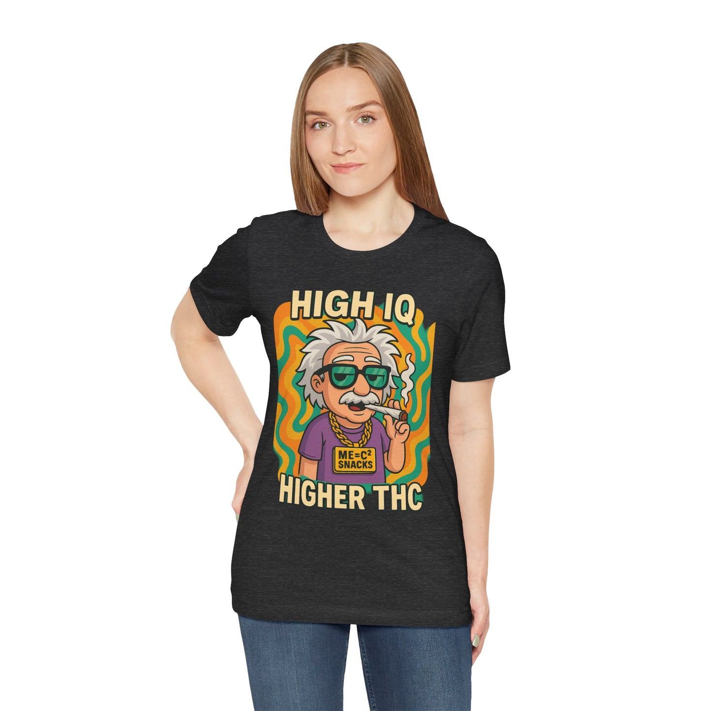 Einstoned Theory — High IQ, Higher THC Unisex Jersey Short Sleeve Tee