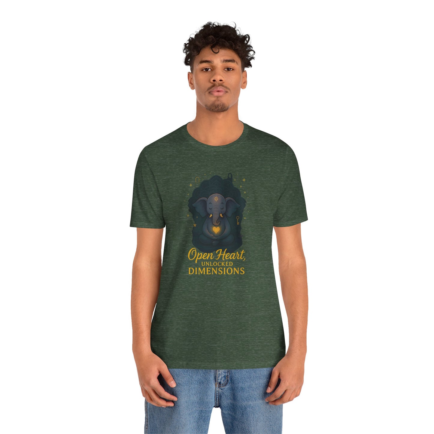 Open Heart, Unlocked Dimensions — The Elephant Sage Unisex Jersey Short Sleeve Tee