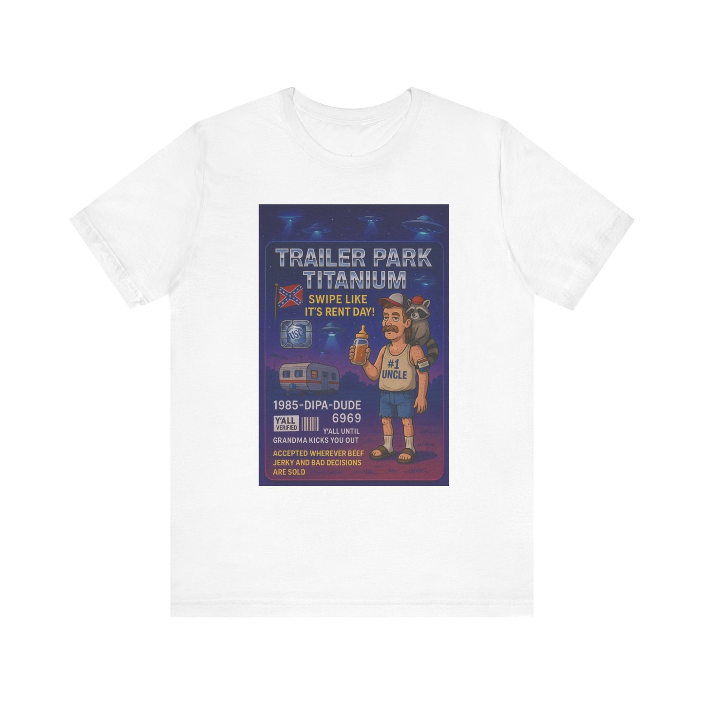 Trailer Park Titanium: Swipe Like It’s Rent Day! Unisex Jersey Short Sleeve Tee