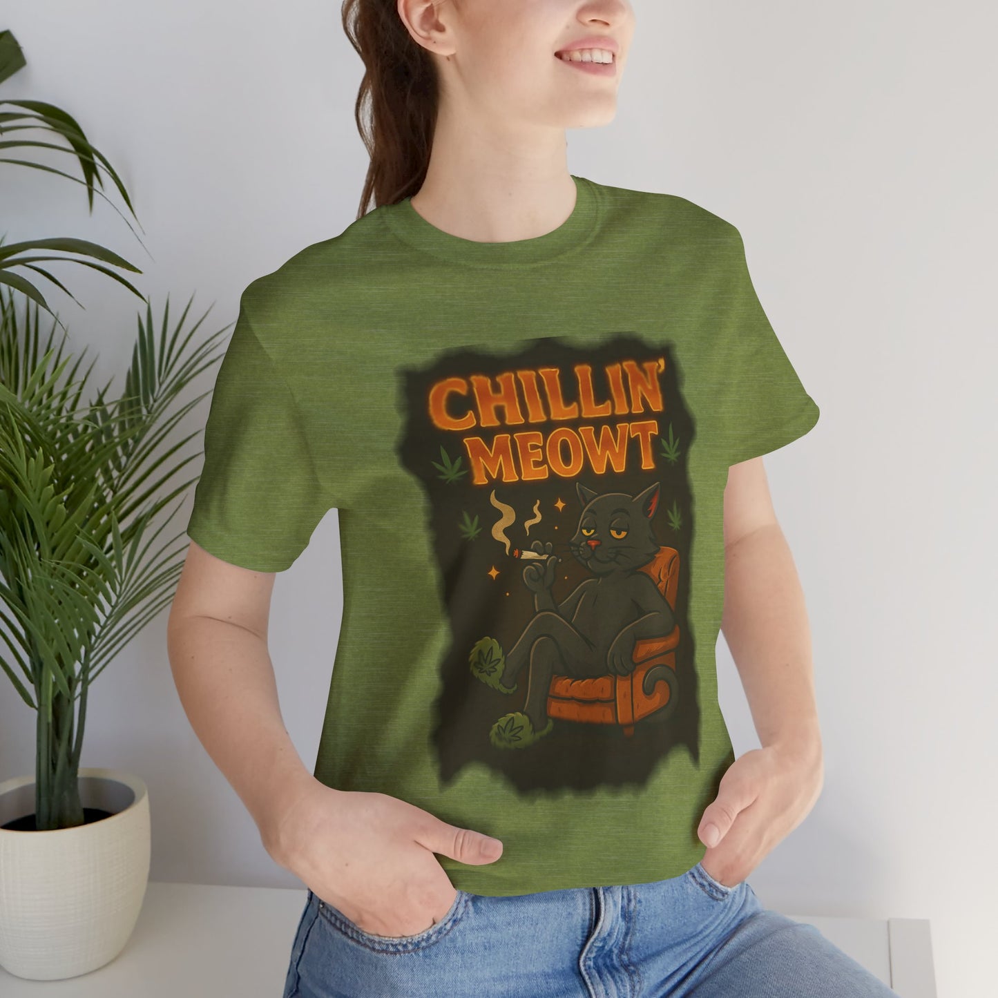😼 Chillin’ Meowt – Fuzzy Vibes & Feline Highs Unisex Jersey Short Sleeve Tee