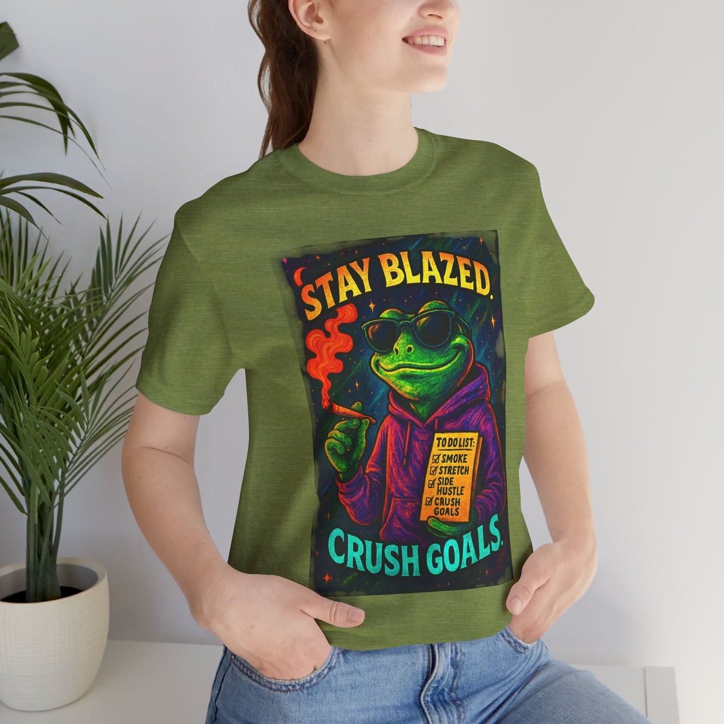 ⏰4️⃣2️⃣0️⃣🌿😂 Stay Blazed. Crush Goals. Design 2 Unisex Jersey Short Sleeve Tee