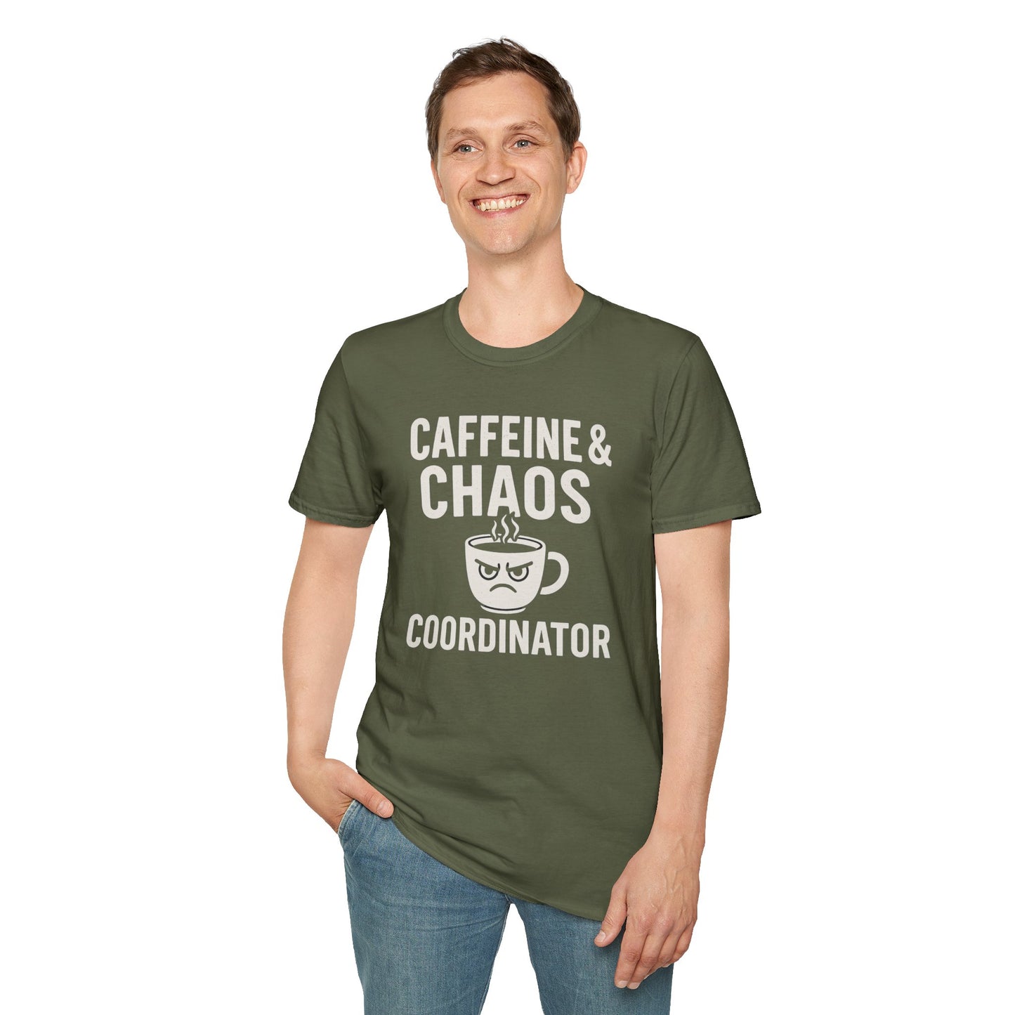 Caffeine & Chaos Coordinator Unisex Softstyle T-Shirt