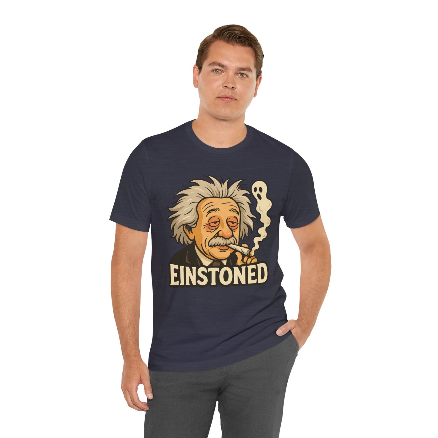 ⏰4️⃣2️⃣0️⃣🌿😂🧠 EINSTONED — Signature Face Tee (Laugh Out Loud · E-I-N-S-T-O-N-E-D Series) Unisex Jersey Short Sleeve Tee