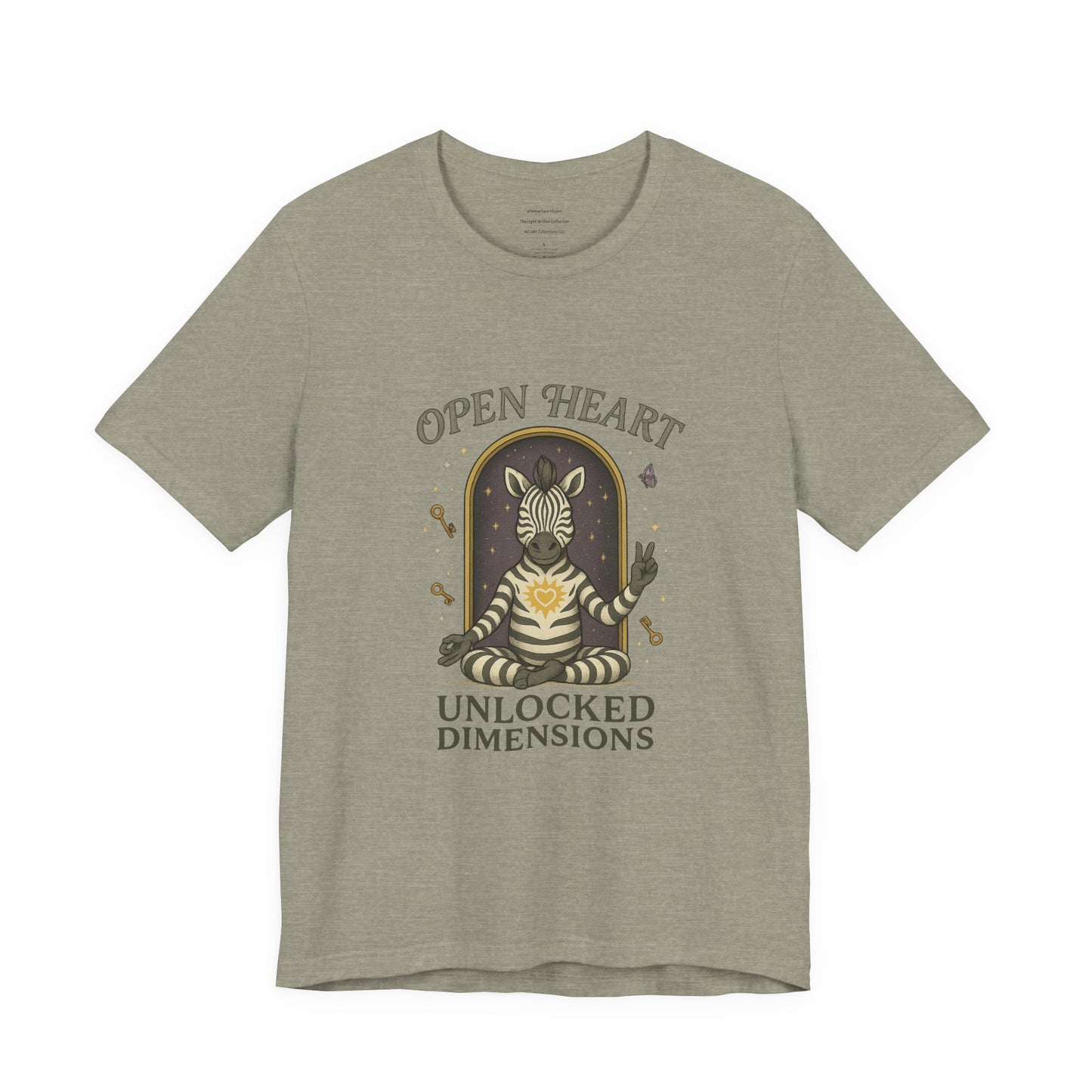 Open Heart, Unlocked Dimensions — Zebra Peacewalker Unisex Jersey Short Sleeve Tee
