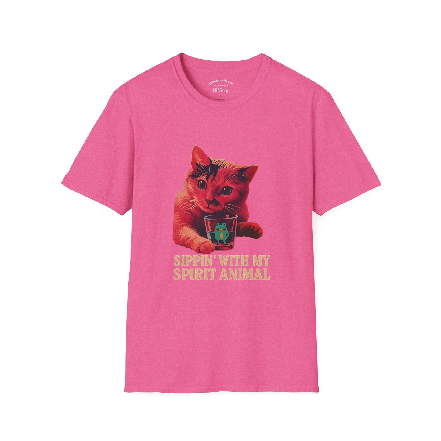 Sippin’ with My Spirit Animal – Featuring LilGuy the Cat Unisex Softstyle T-Shirt