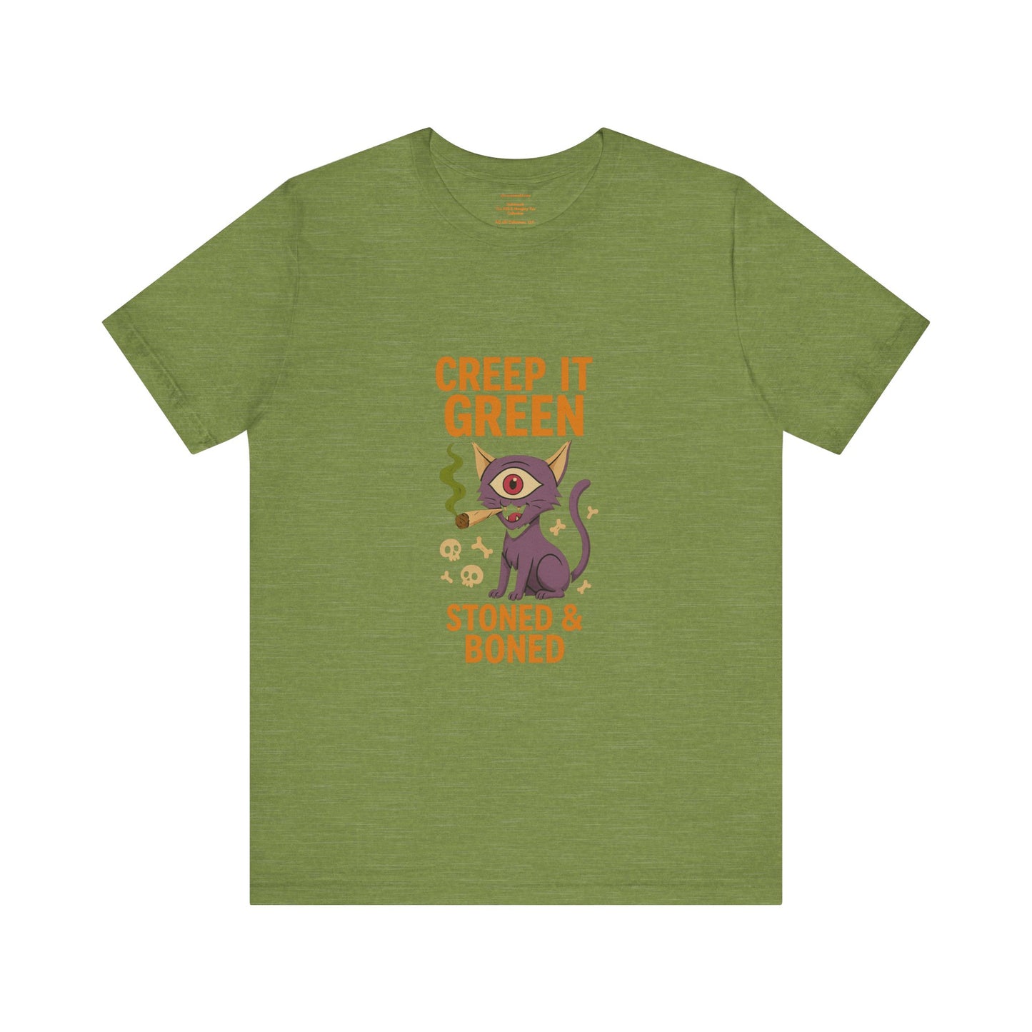 🐾🌿Creep It Green: Stoned & Boned Kitty Unisex Jersey Short Sleeve Tee