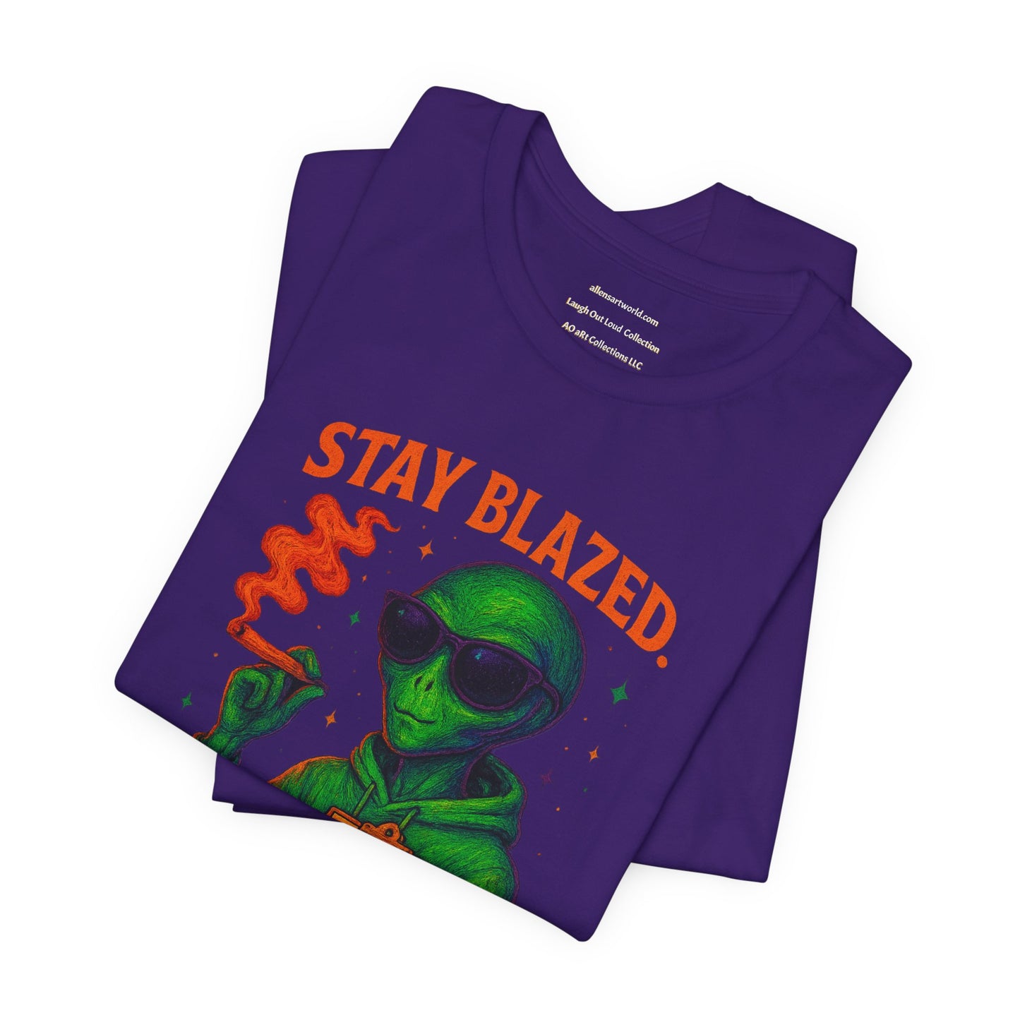 ⏰4️⃣2️⃣0️⃣🌿😂 🛹👽 Stay Blazed. Crush Goals. – Design #3 from the “SkateBoards to Crush Goals” Series Unisex Jersey Short Sleeve Tee