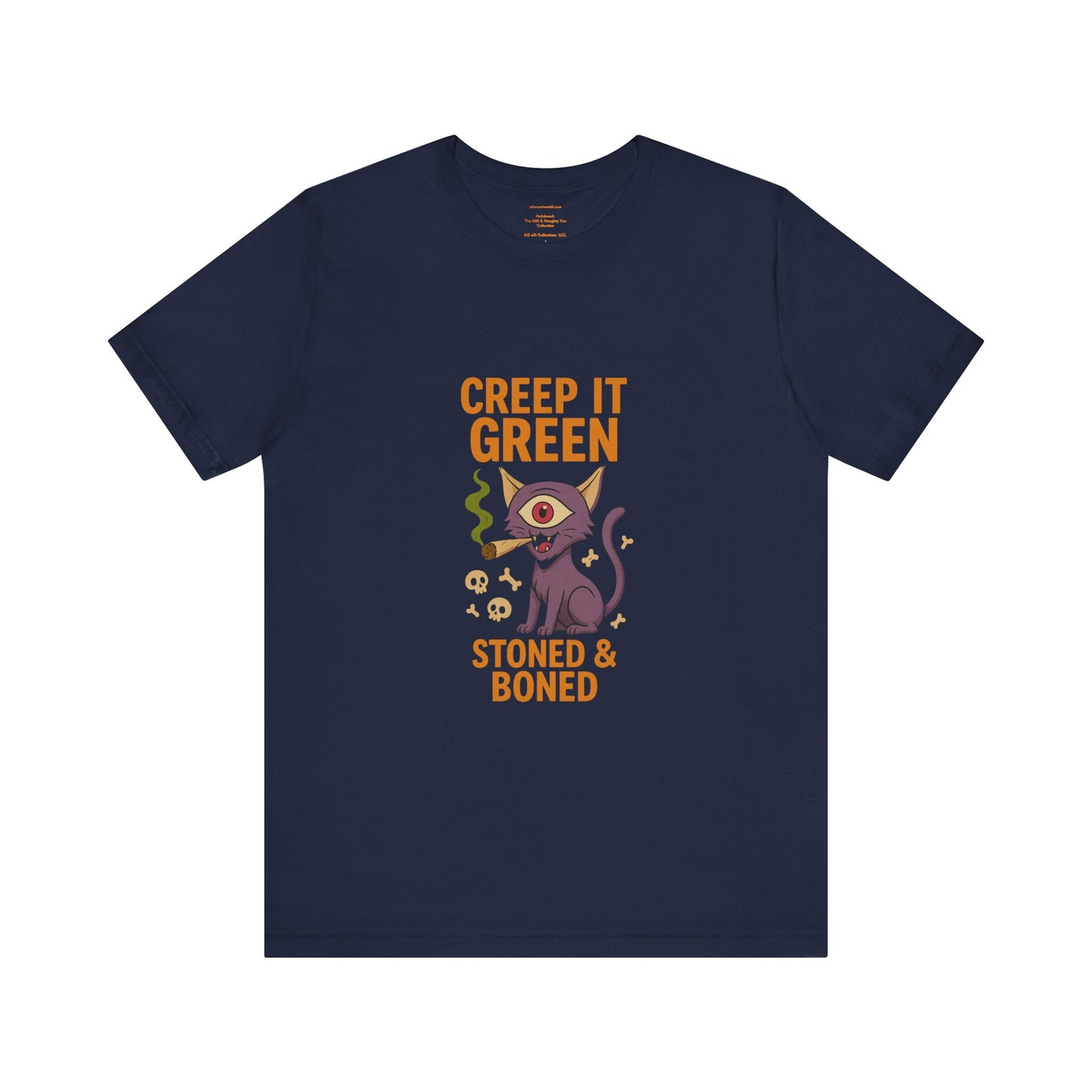 🐾🌿Creep It Green: Stoned & Boned Kitty Unisex Jersey Short Sleeve Tee