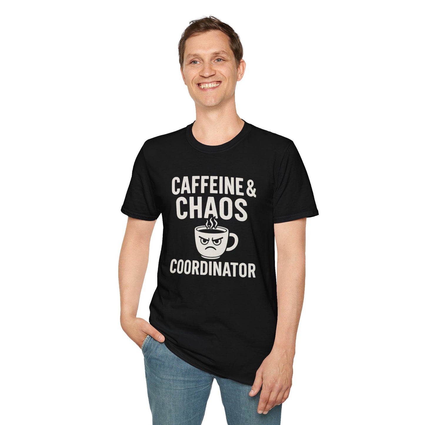 Caffeine & Chaos Coordinator Unisex Softstyle T-Shirt