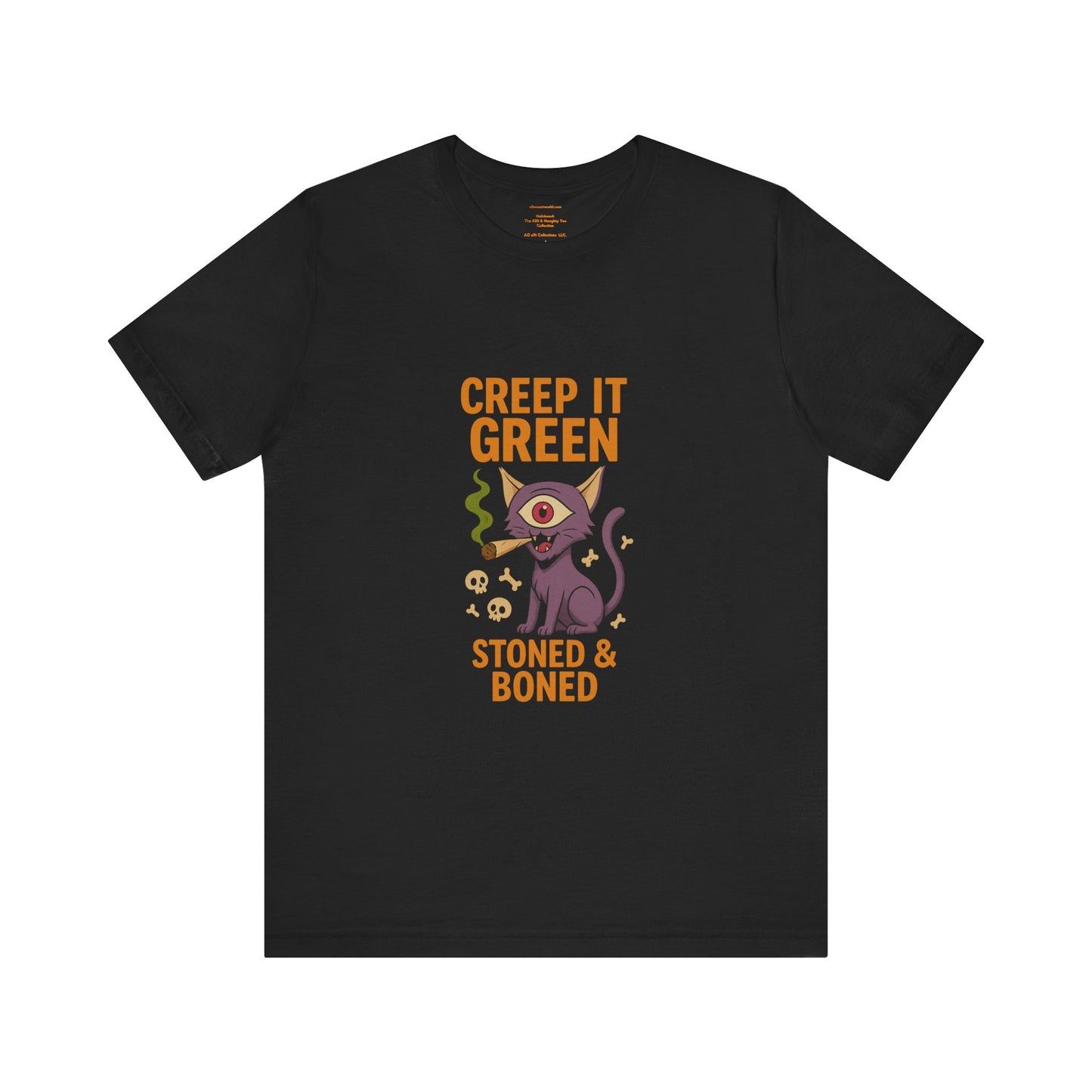 🐾🌿Creep It Green: Stoned & Boned Kitty Unisex Jersey Short Sleeve Tee