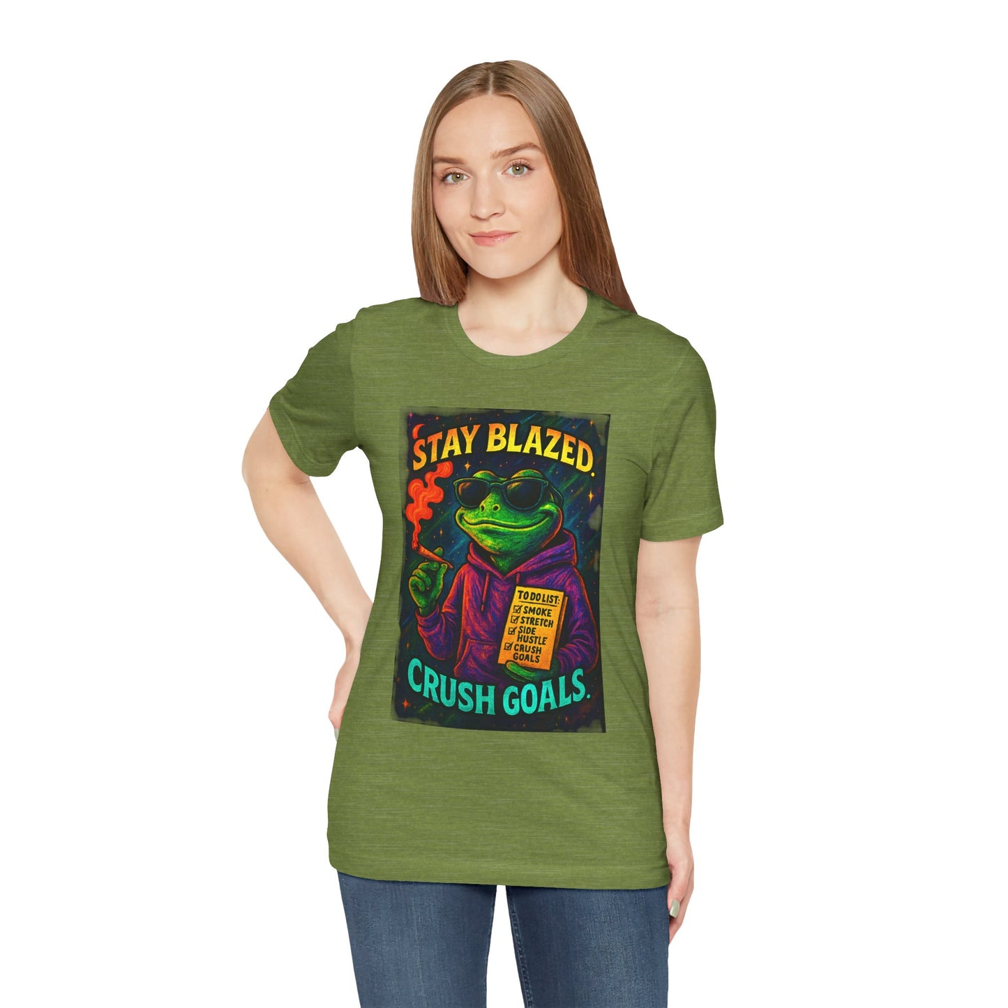 ⏰4️⃣2️⃣0️⃣🌿😂 Stay Blazed. Crush Goals. Design 2 Unisex Jersey Short Sleeve Tee