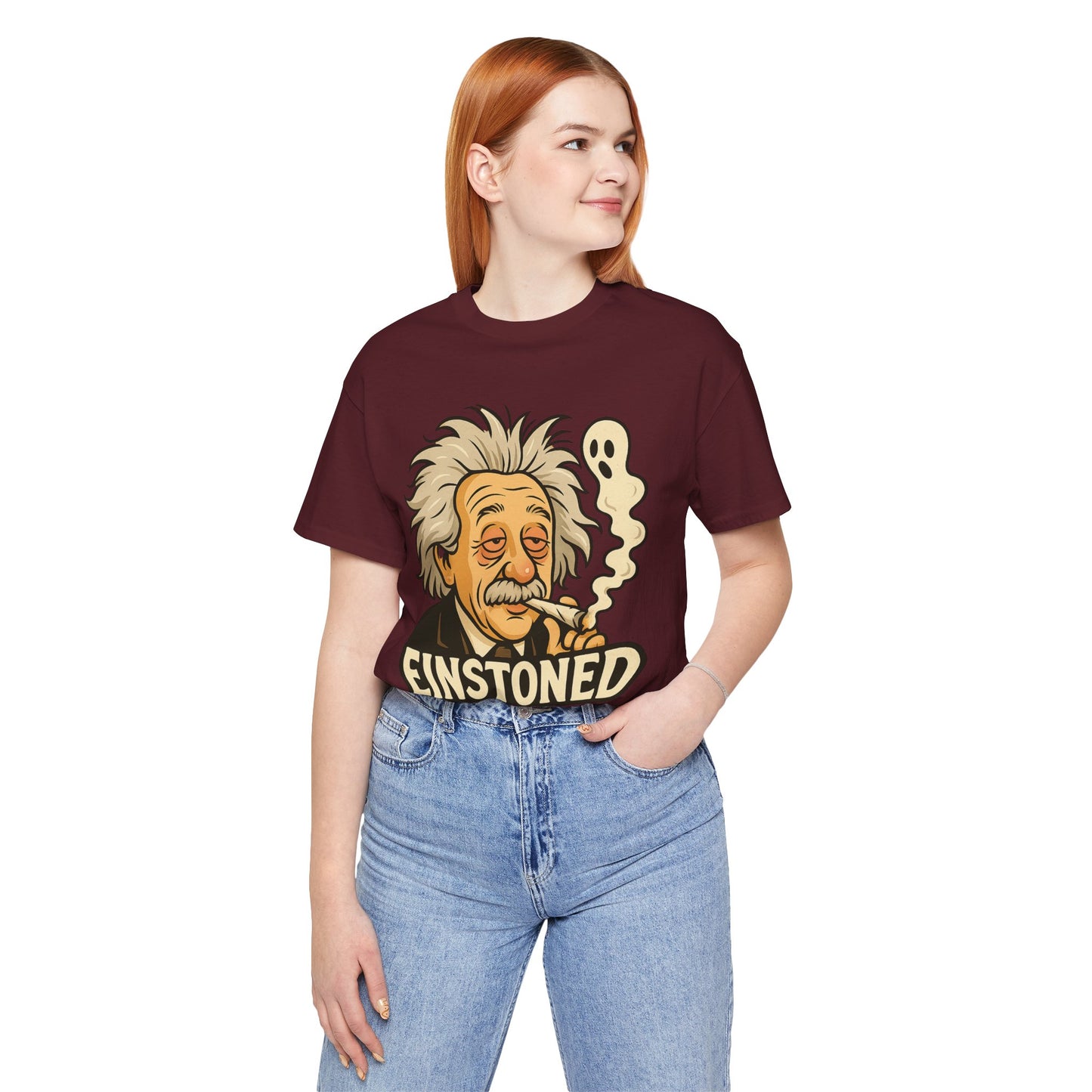 ⏰4️⃣2️⃣0️⃣🌿😂🧠 EINSTONED — Signature Face Tee (Laugh Out Loud · E-I-N-S-T-O-N-E-D Series) Unisex Jersey Short Sleeve Tee