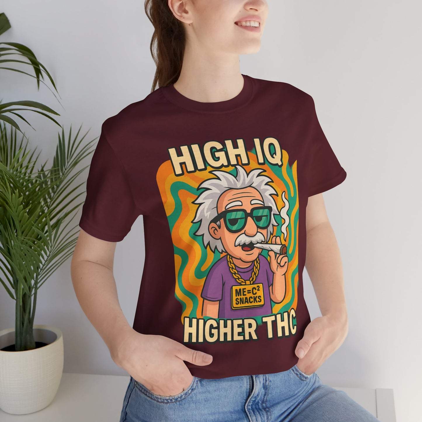 Einstoned Theory — High IQ, Higher THC Unisex Jersey Short Sleeve Tee