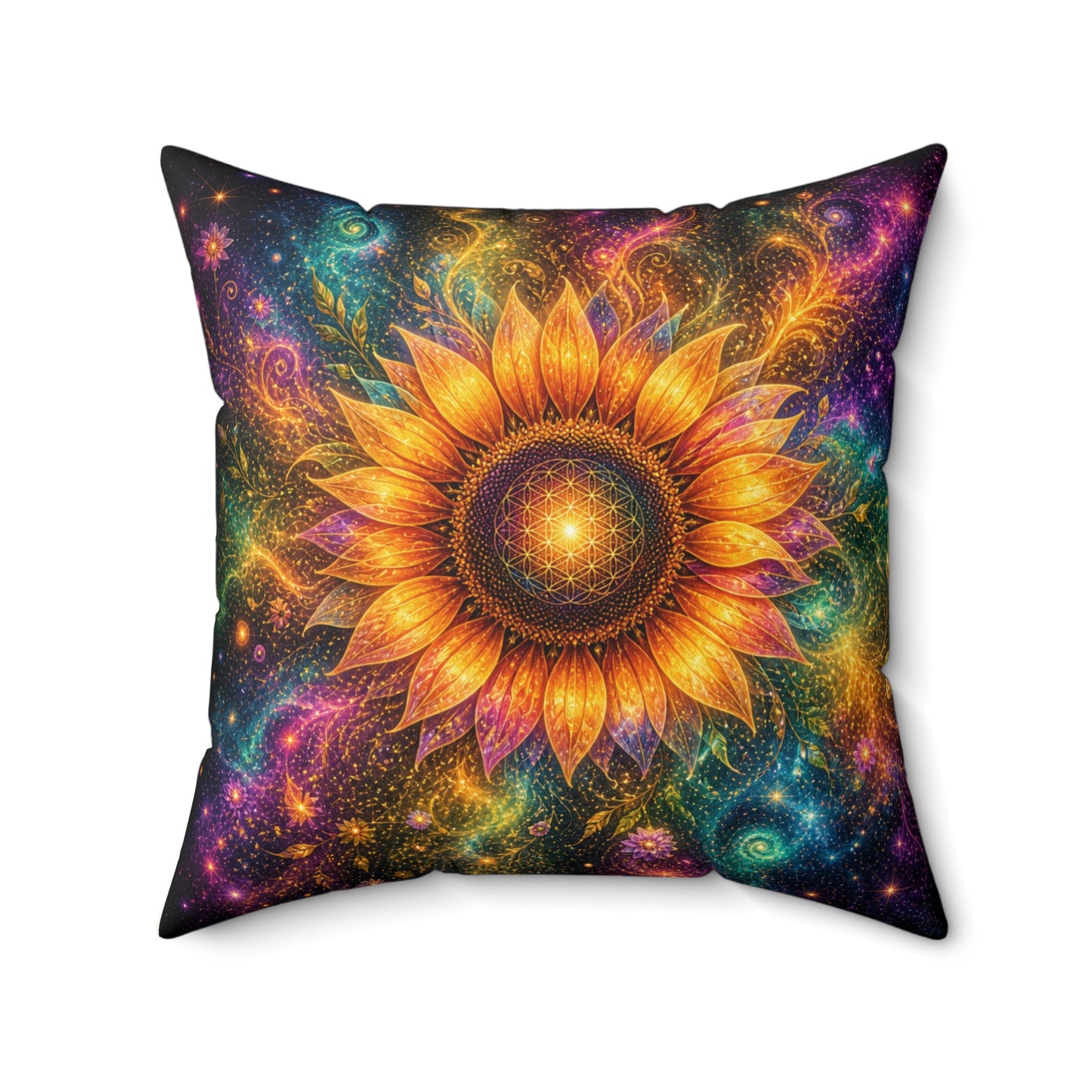 Solar Bloom – Radiant Sunflower|Faux Suede Pillow -The Light Within Home Collection